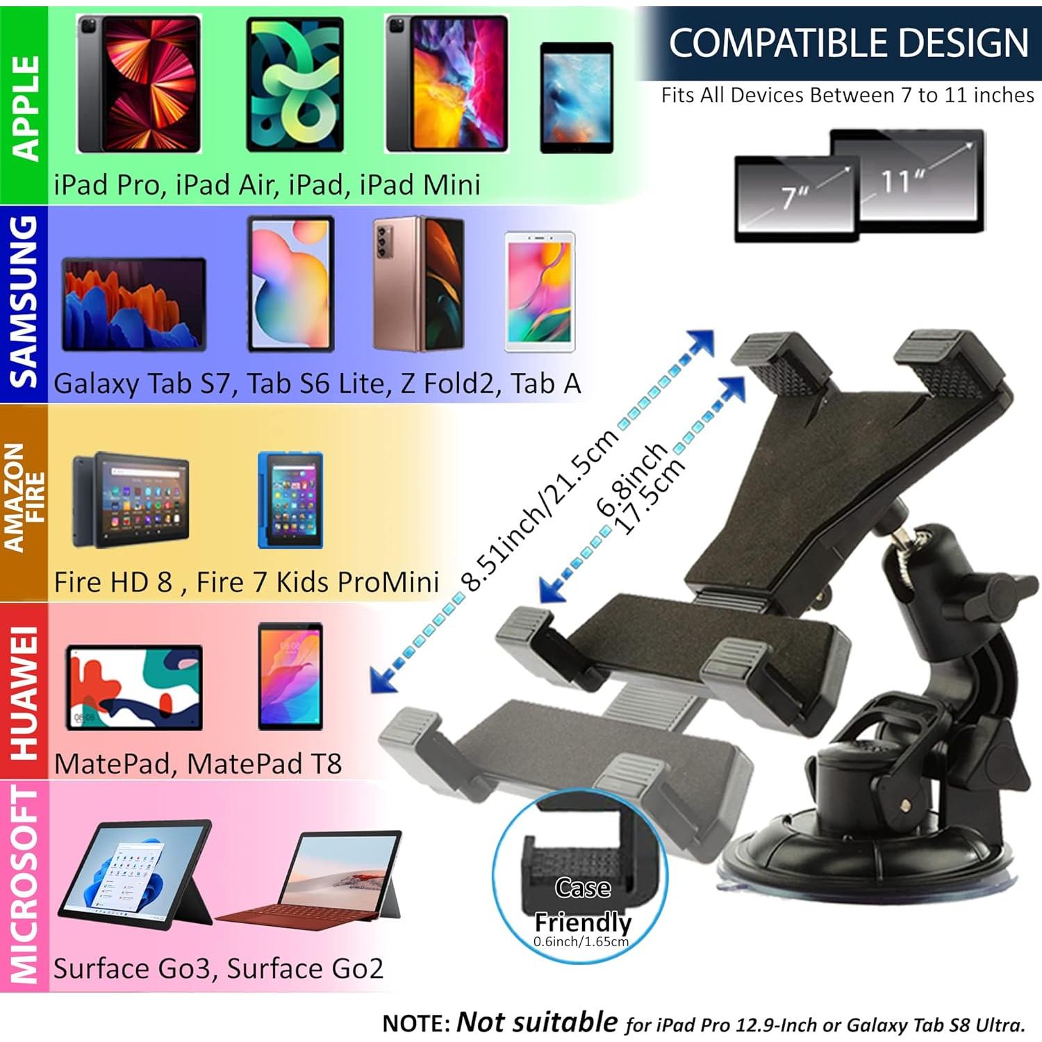 Soporte para Tablet de Coche Randconcept 2-en-1 Ventosa 22.4cm
