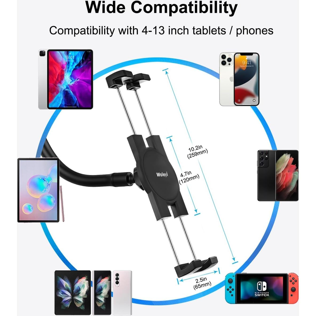 Soporte de Tableta Woleyi para Coche con Ventosa Ajustable
