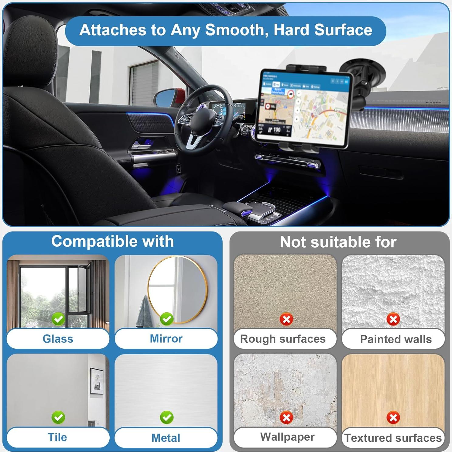 Soporte de Succión para iPad Keuvirya K-DTH17 360° Ajustable