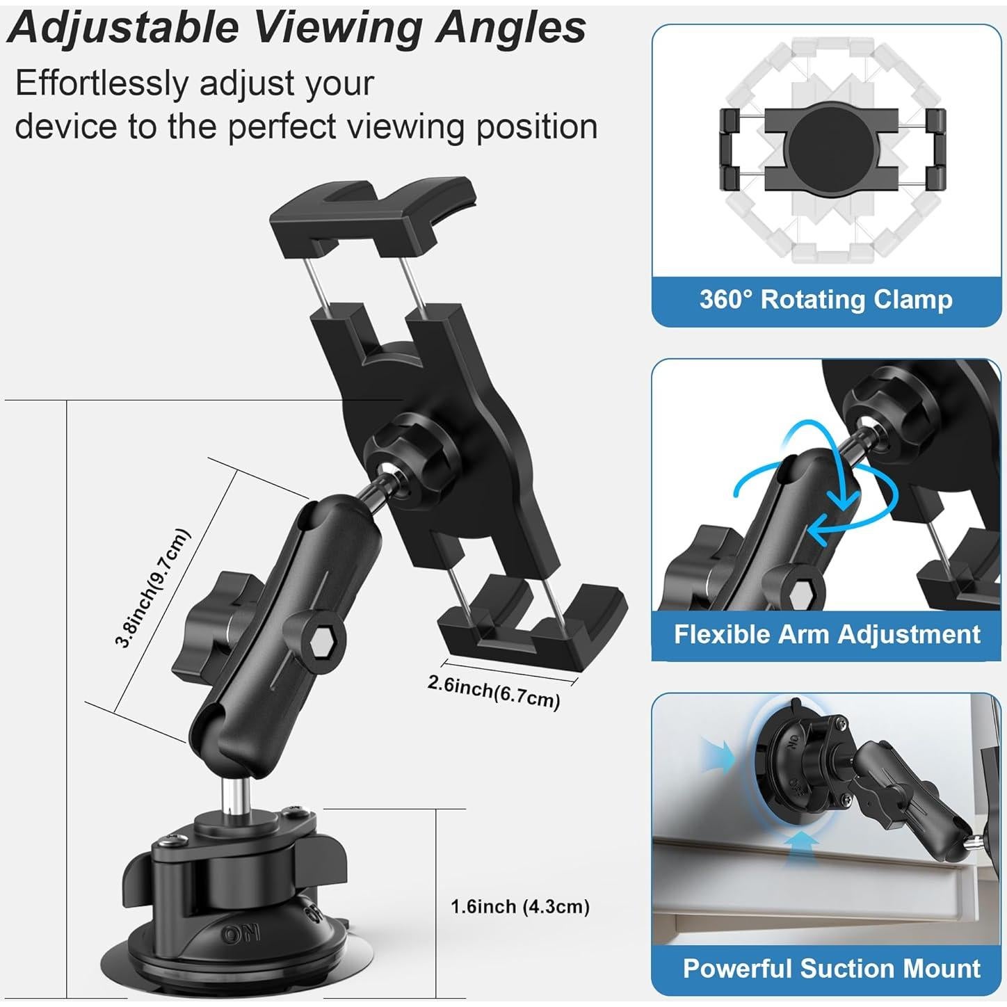 Soporte de Succión para iPad Keuvirya K-DTH17 360° Ajustable
