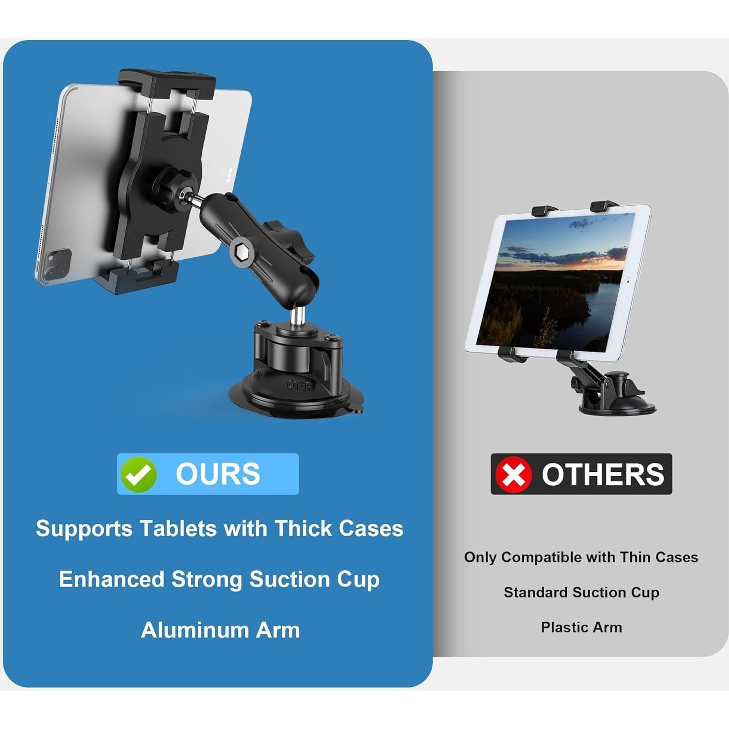 Soporte de Succión para iPad Keuvirya K-DTH17 360° Ajustable