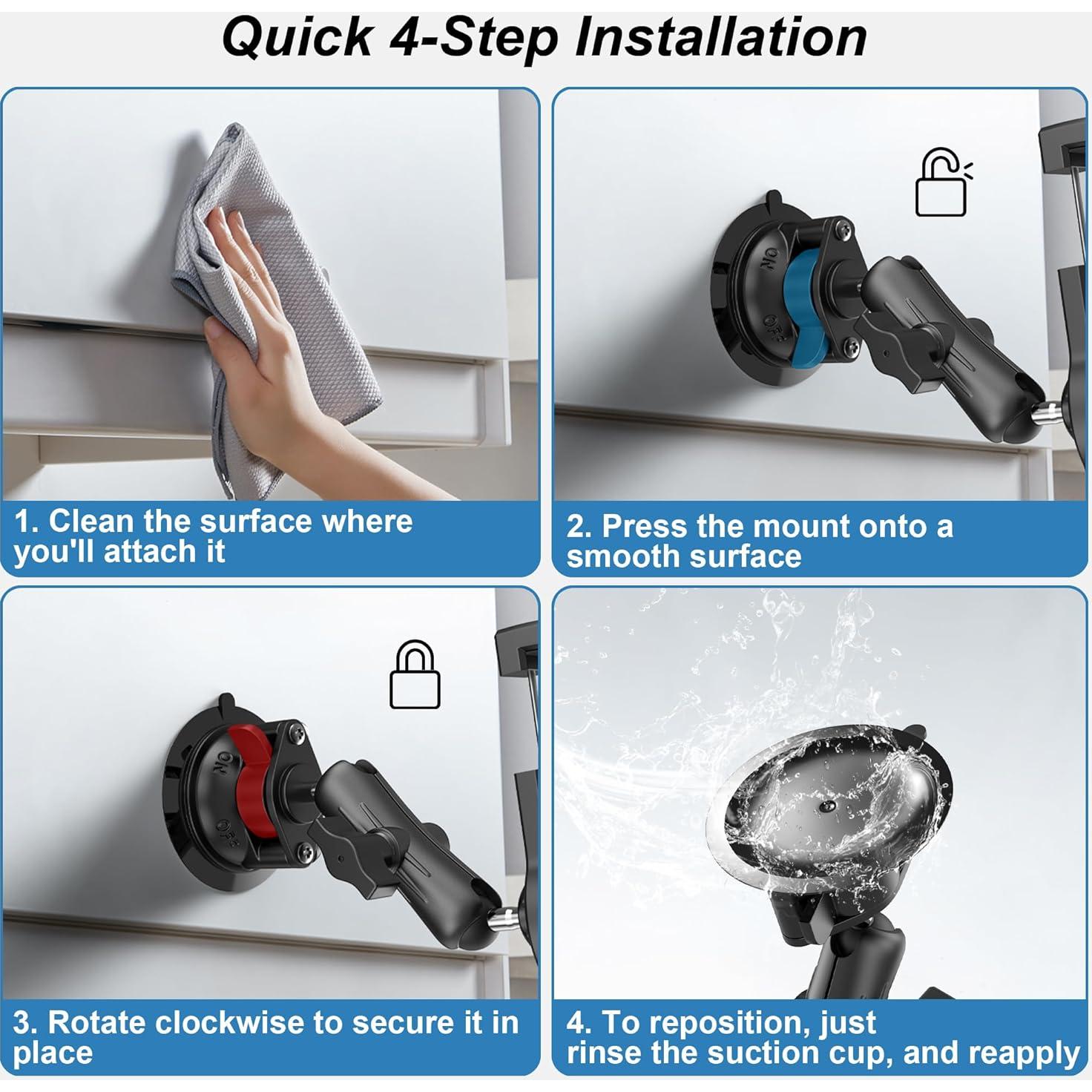 Soporte de Succión para iPad Keuvirya K-DTH17 360° Ajustable