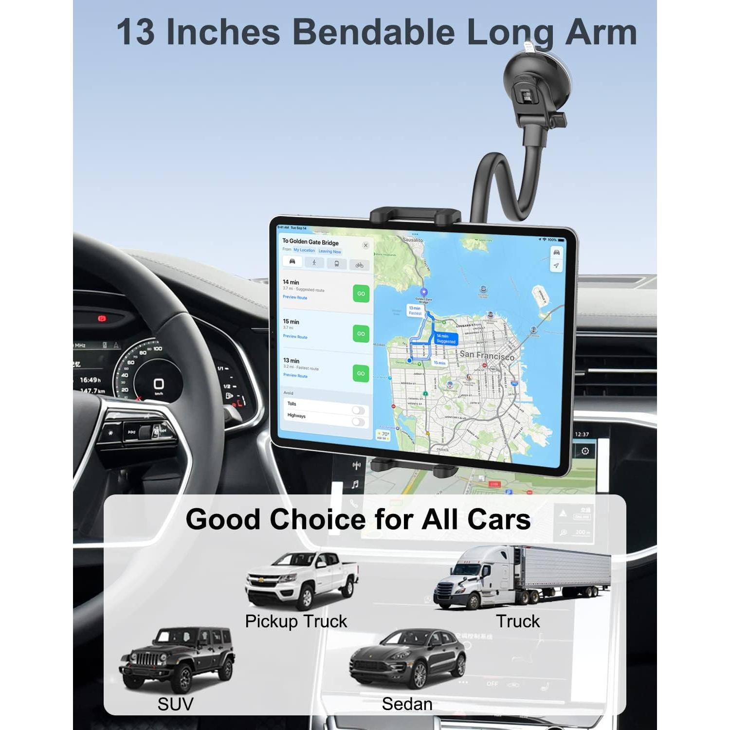 Soporte para Tableta de Coche Dosvsi - Ventosa 40.96cm Ajustable