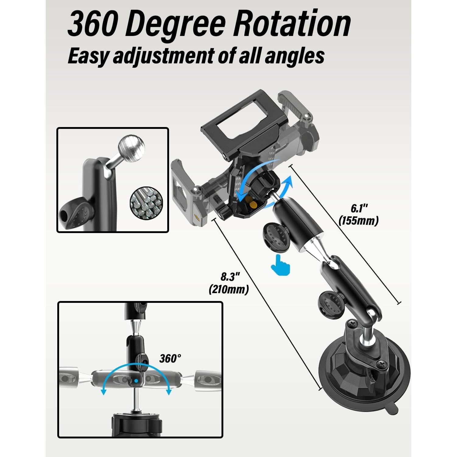 Soporte para Tablet de Coche NATDETC con Ventosa 360°
