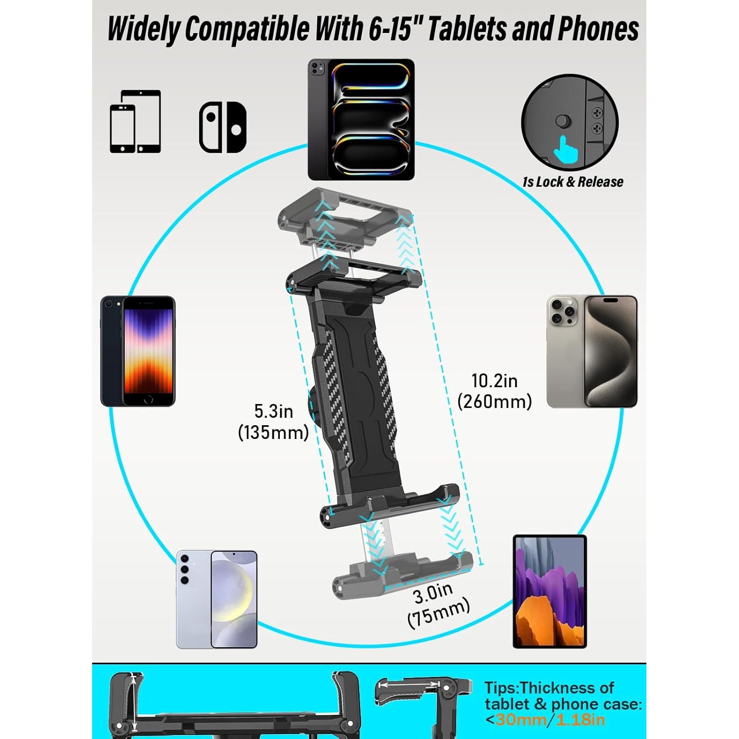 Soporte para Tablet de Coche NATDETC con Ventosa 360°