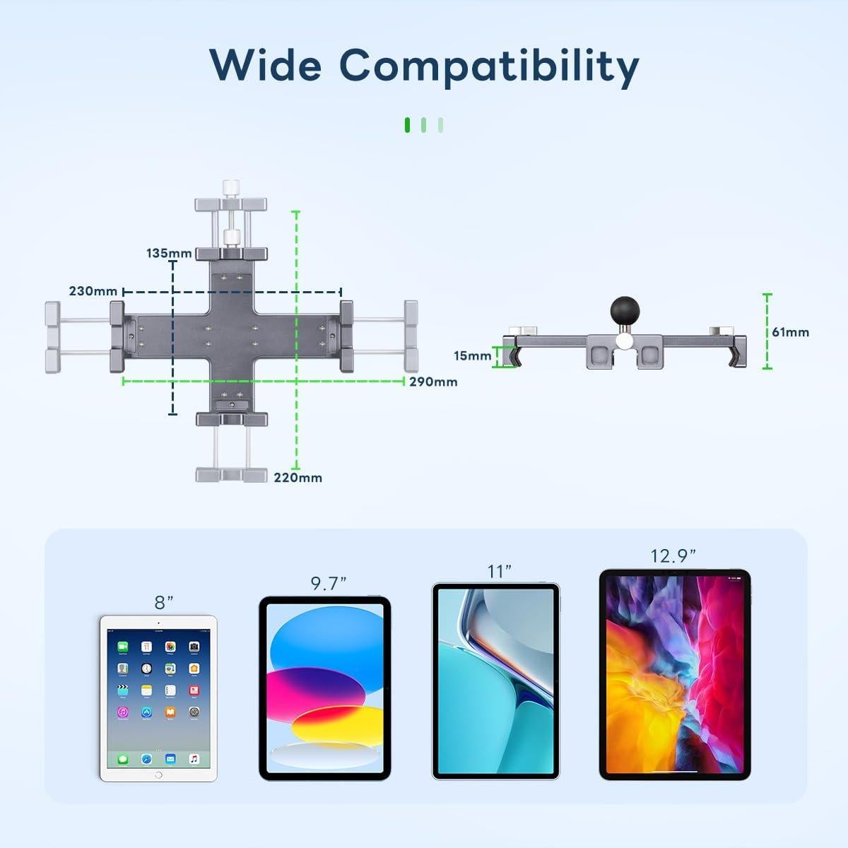 Soporte para Tableta FANAUE para Coche 360° Ajustable Plata