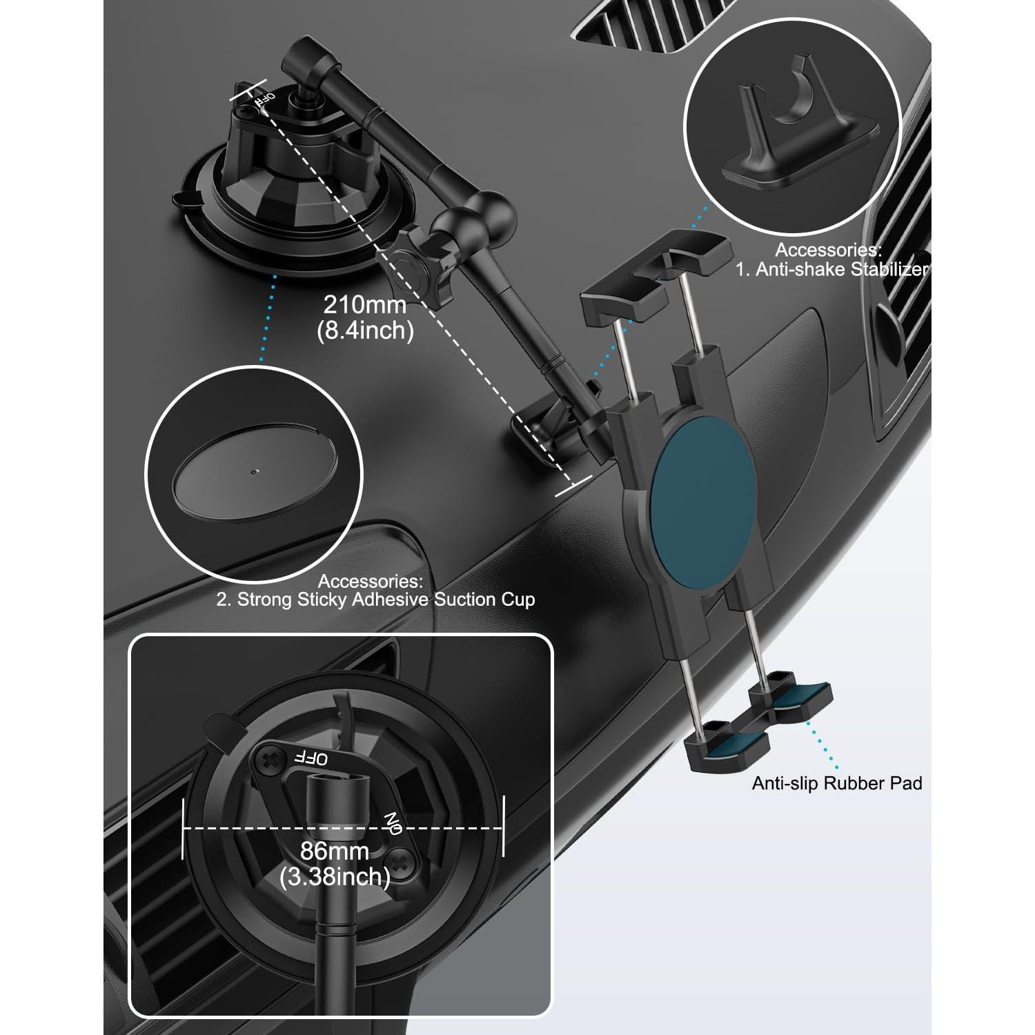Soporte de Ventosa para Tabletas y Teléfonos Phichy 4.7-13"