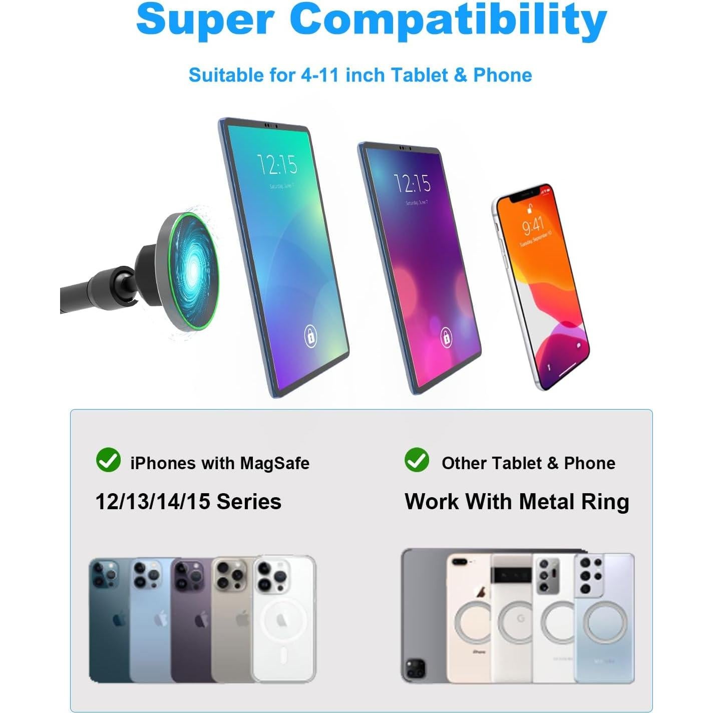 Soporte Magnético para Tableta de Coche NATDETC 4-11" Ajustable