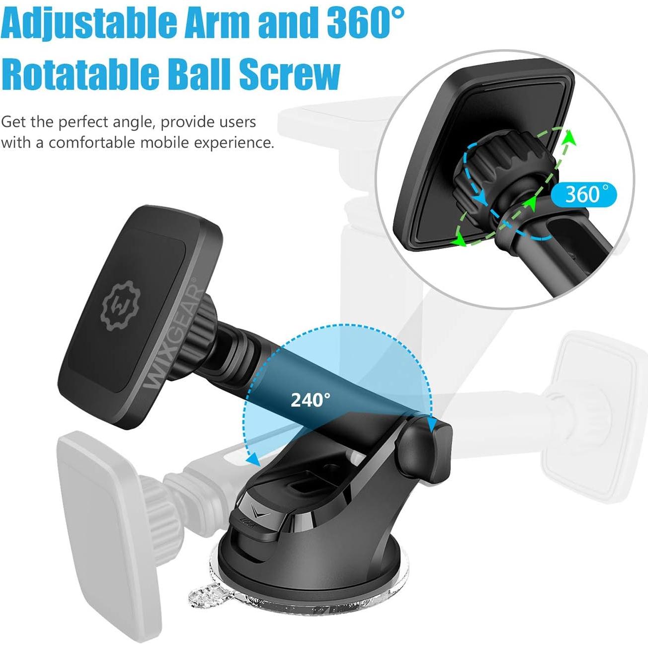 Soporte Magnético para Teléfono de Auto WixGear - Brazo Telescópico