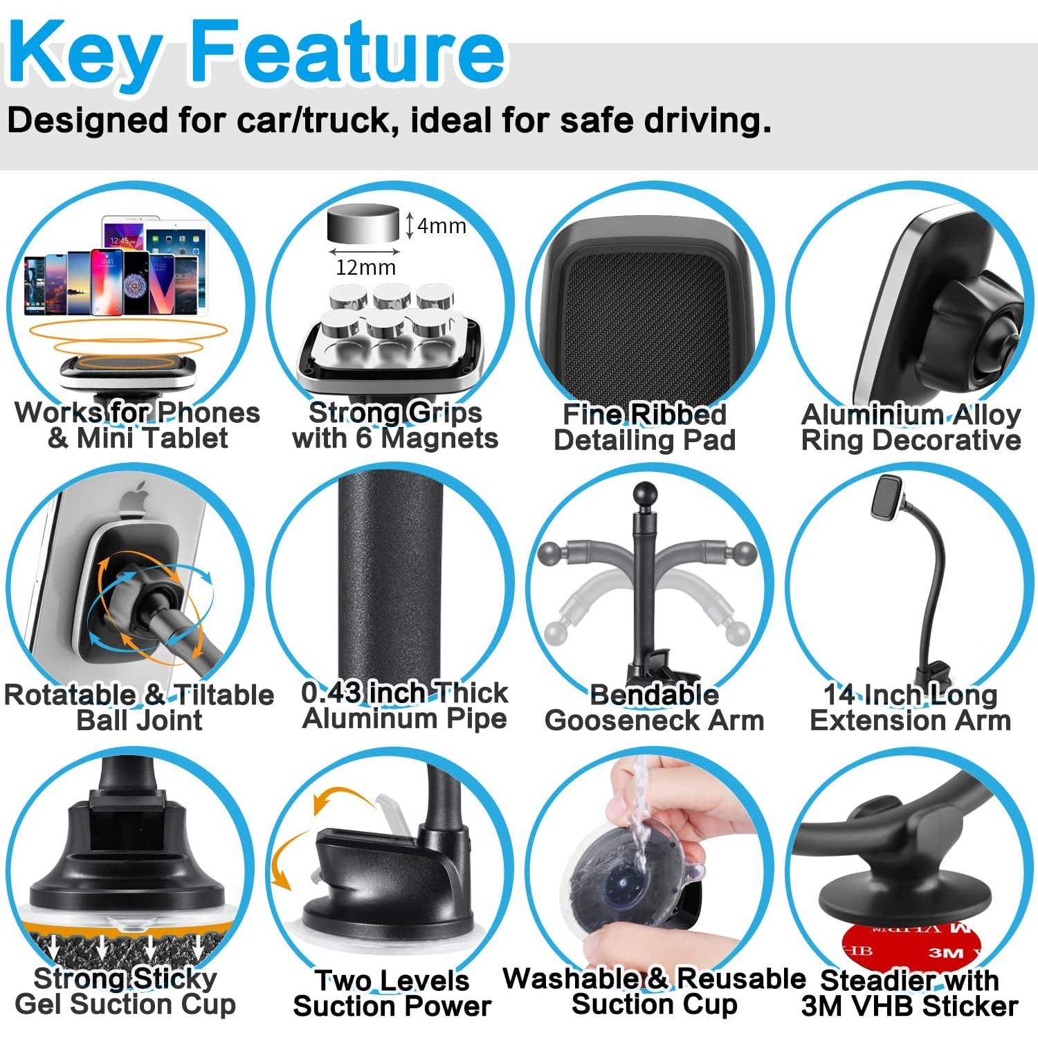 Soporte Magnético para Teléfono 1Zero con Brazo Flexible 35cm