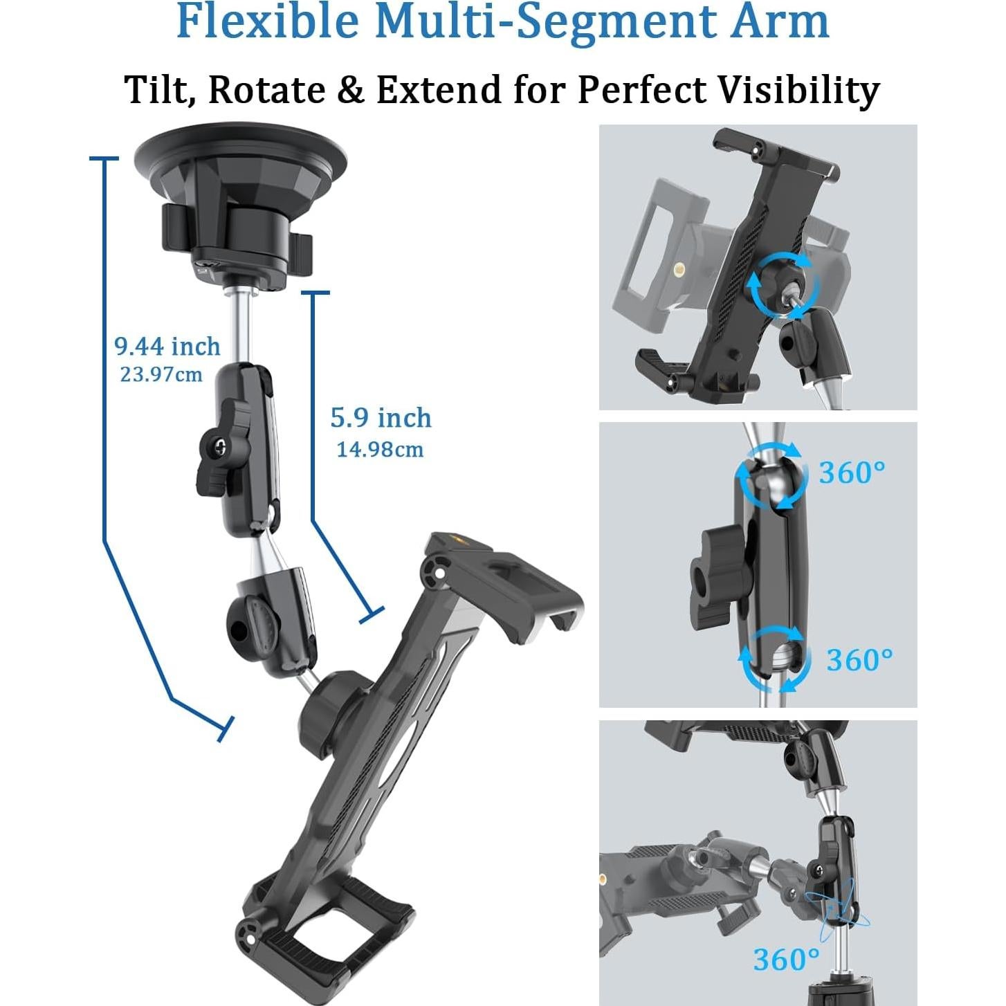Soporte para Tableta de Coche WISHCODE Ajustable 360° Negro