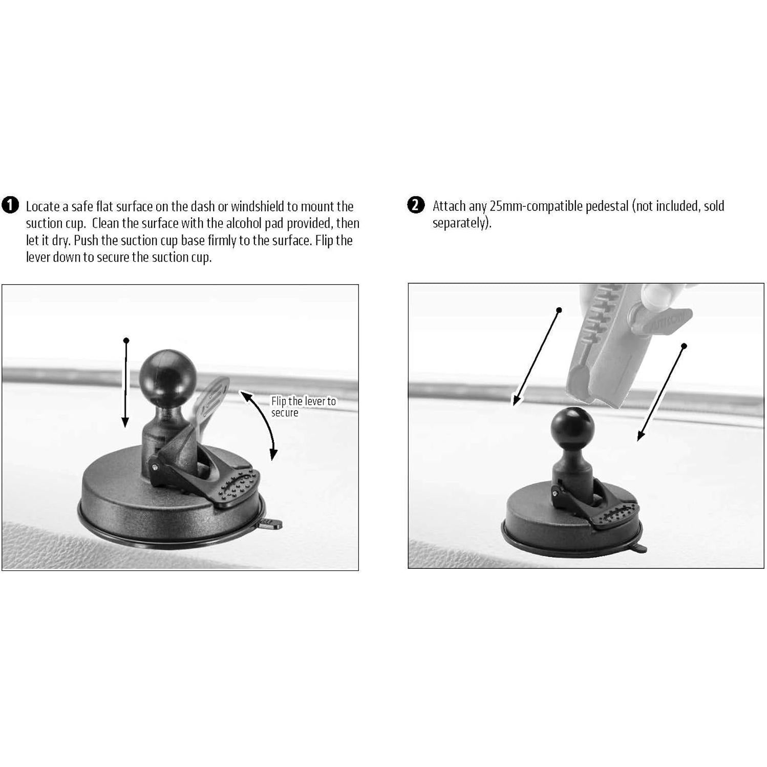 Base de Succión Adhesiva ARKON 25mm para Autos y Camiones