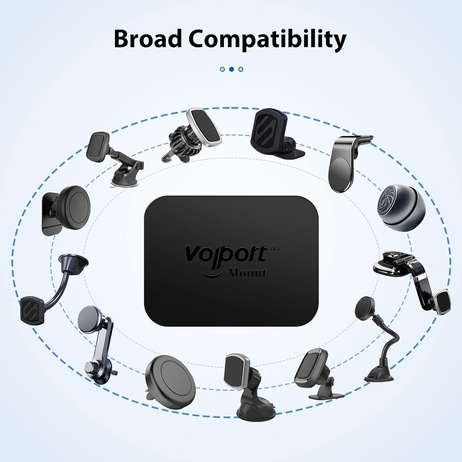 Placas Metálicas Adhesivas VOLPORT para Soporte de Teléfono