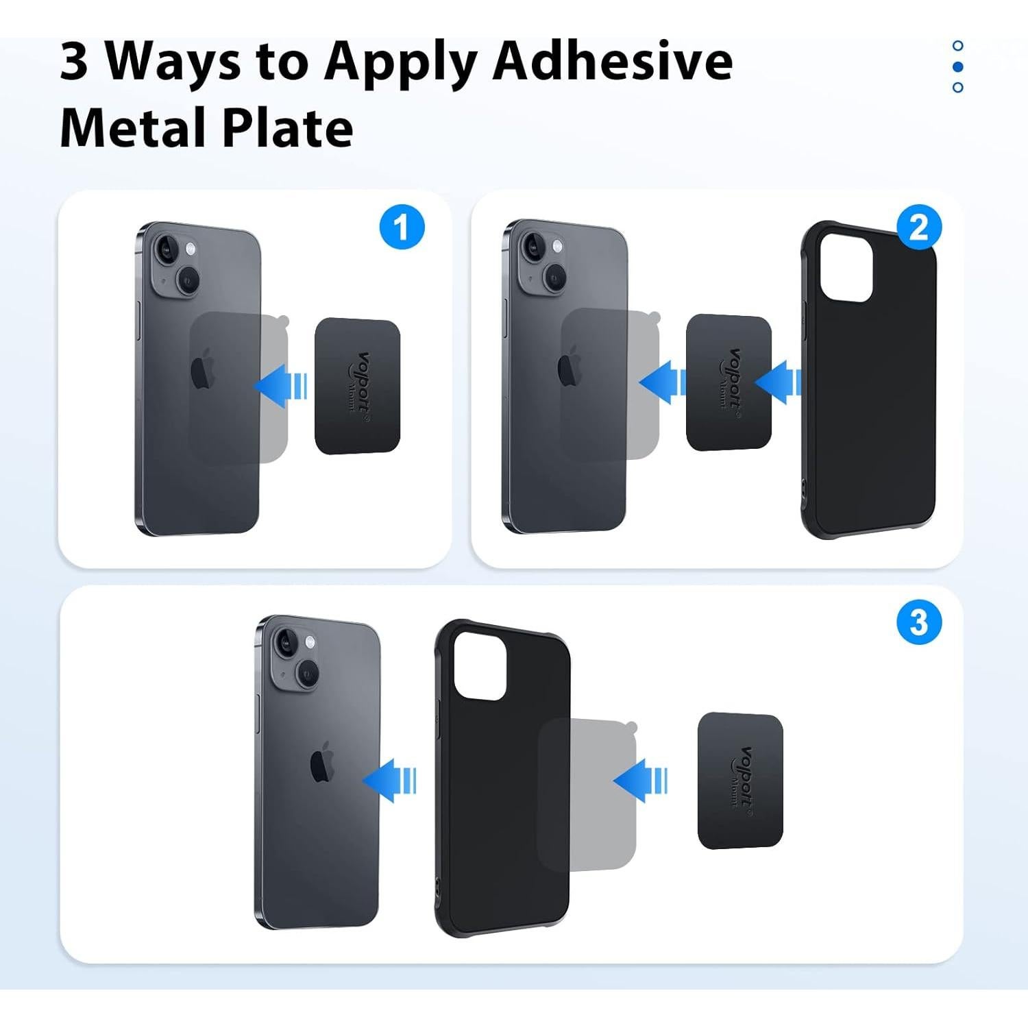 Placas Metálicas Adhesivas VOLPORT para Soporte de Teléfono