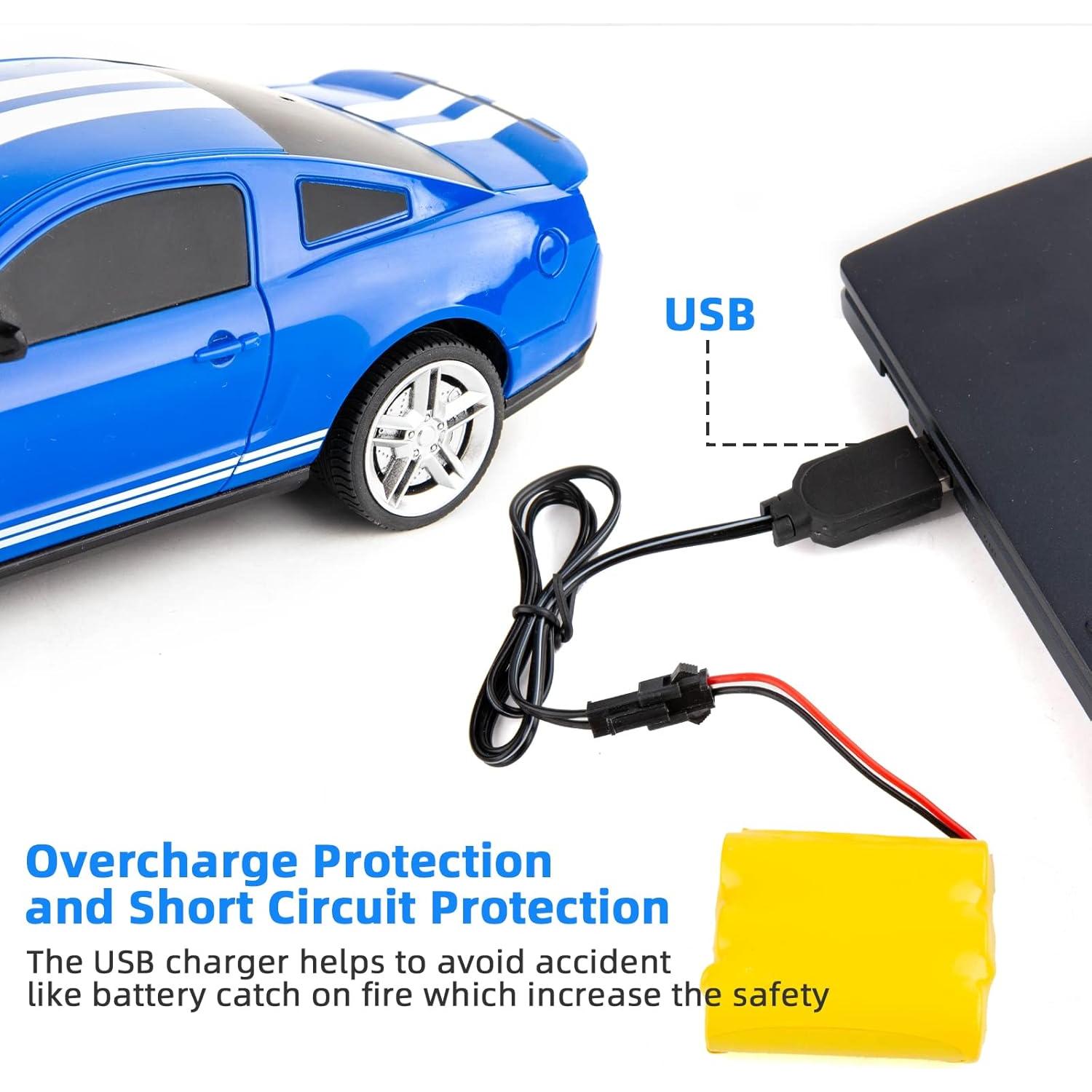 Coche RC BDTCTK Ford Mustang GT500 1/24 Azul Juguete