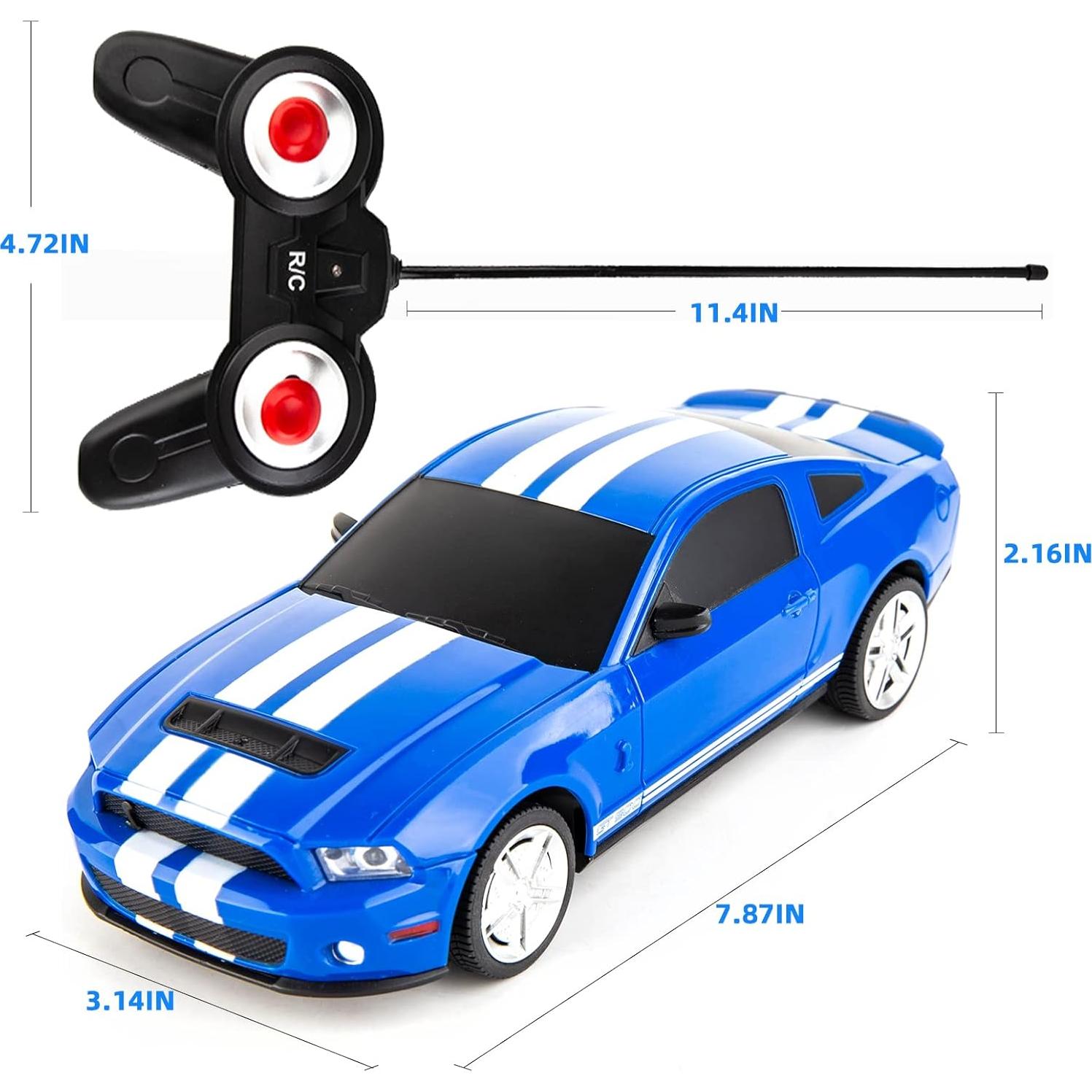 Coche RC BDTCTK Ford Mustang GT500 1/24 Azul Juguete