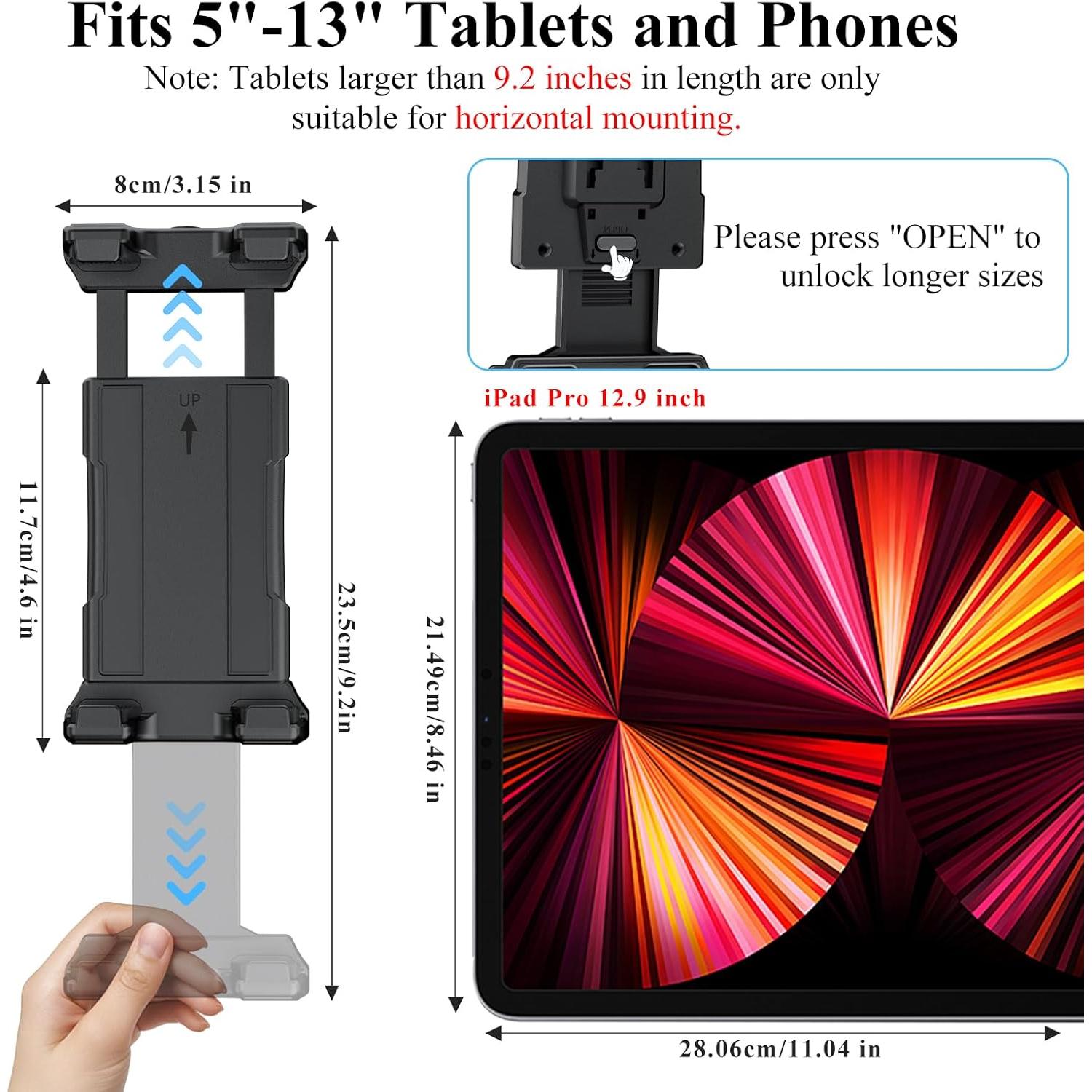 Soporte para Tablet en Portavasos OHLPRO, Ajustable 5-13"