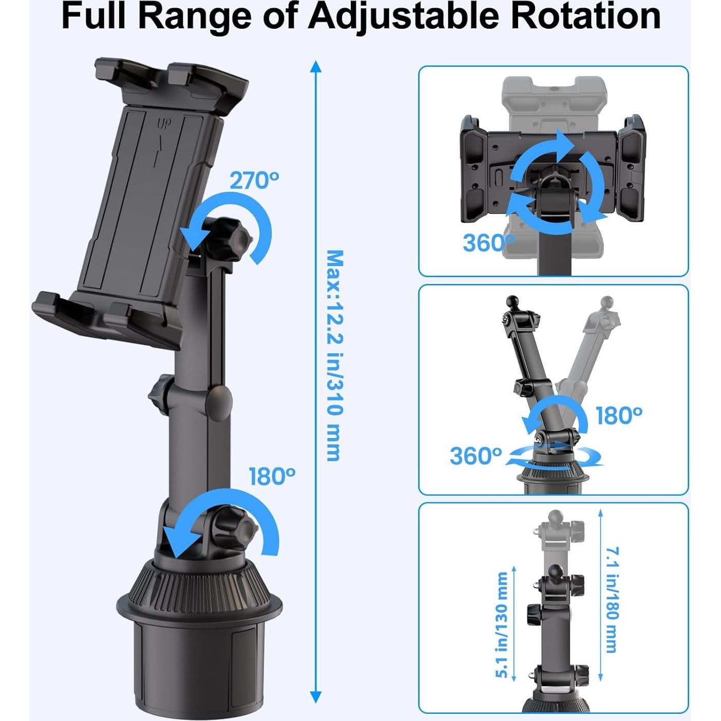 Soporte para Tablet en Portavasos OHLPRO, Ajustable 5-13"
