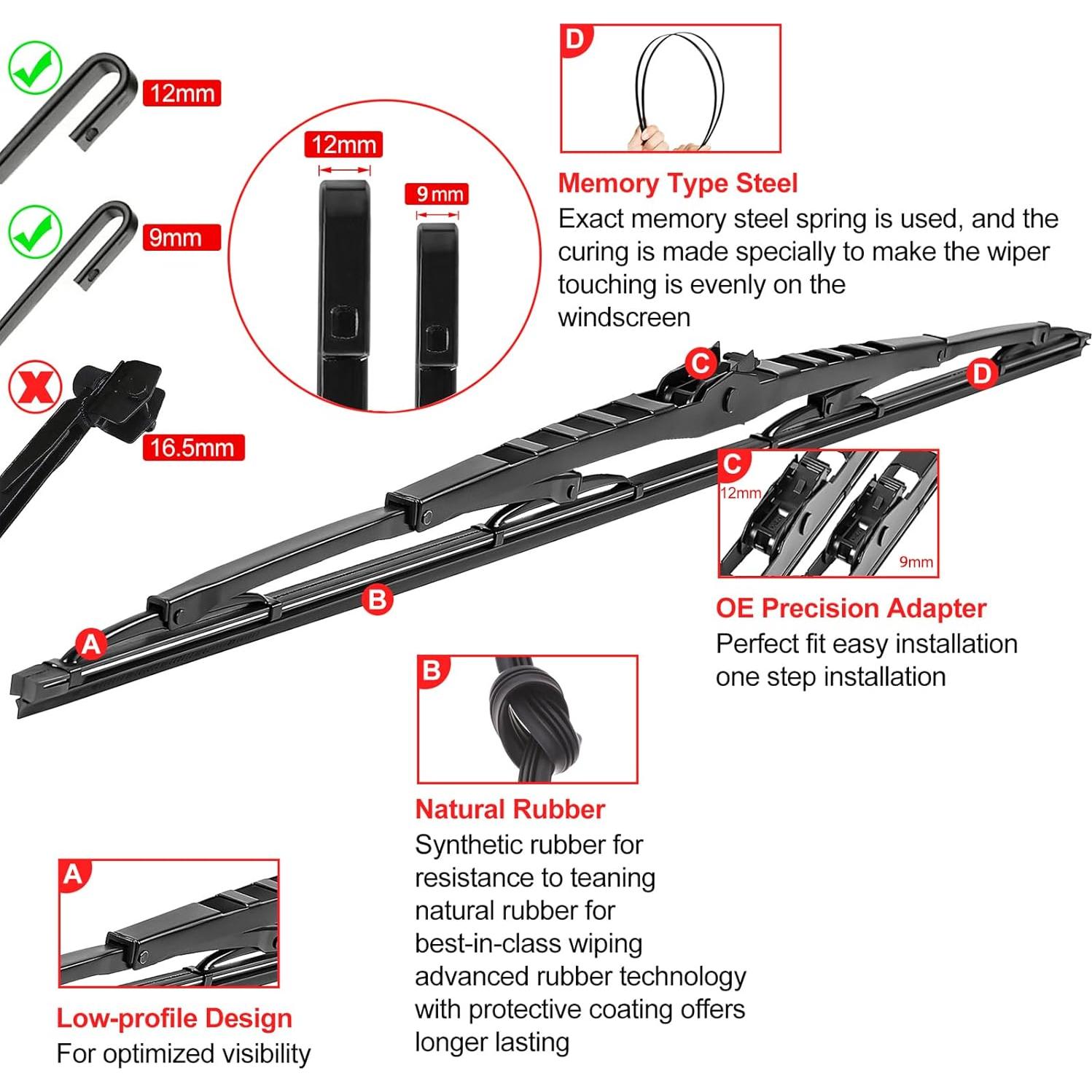 Limpiaparabrisas HOOJUKE 81 cm para RV con ganchos en J y tabletas