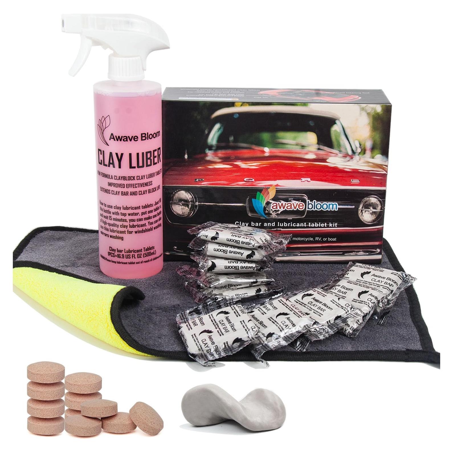 Kit de Detailing Auto Awave Bloom - 10 Barras Arcilla + 8 Tabletas Lubricante
