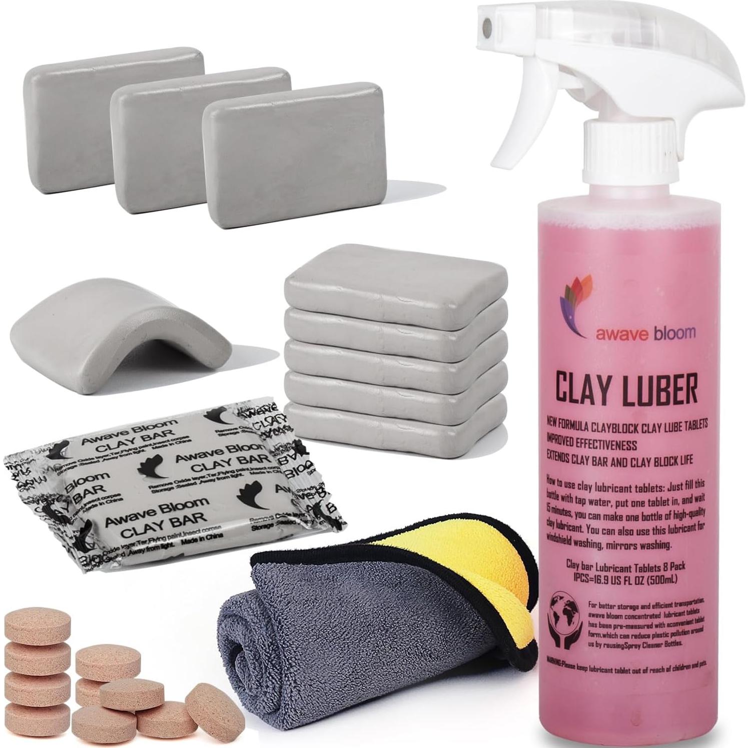Kit de Detailing Auto Awave Bloom - 10 Barras Arcilla + 8 Tabletas Lubricante