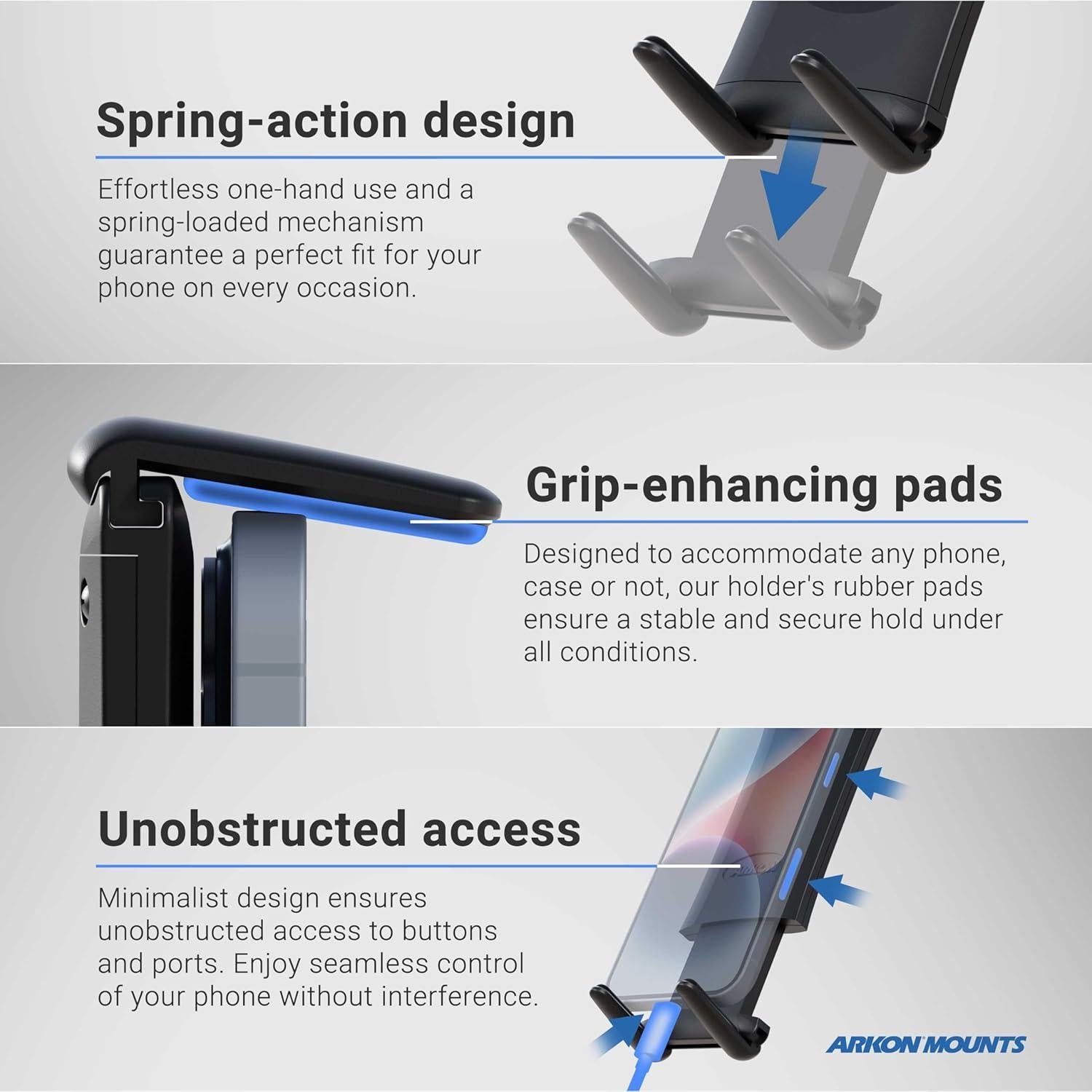 Soporte para teléfono Arkon Slim-Grip Ultra para iPhone y Galaxy