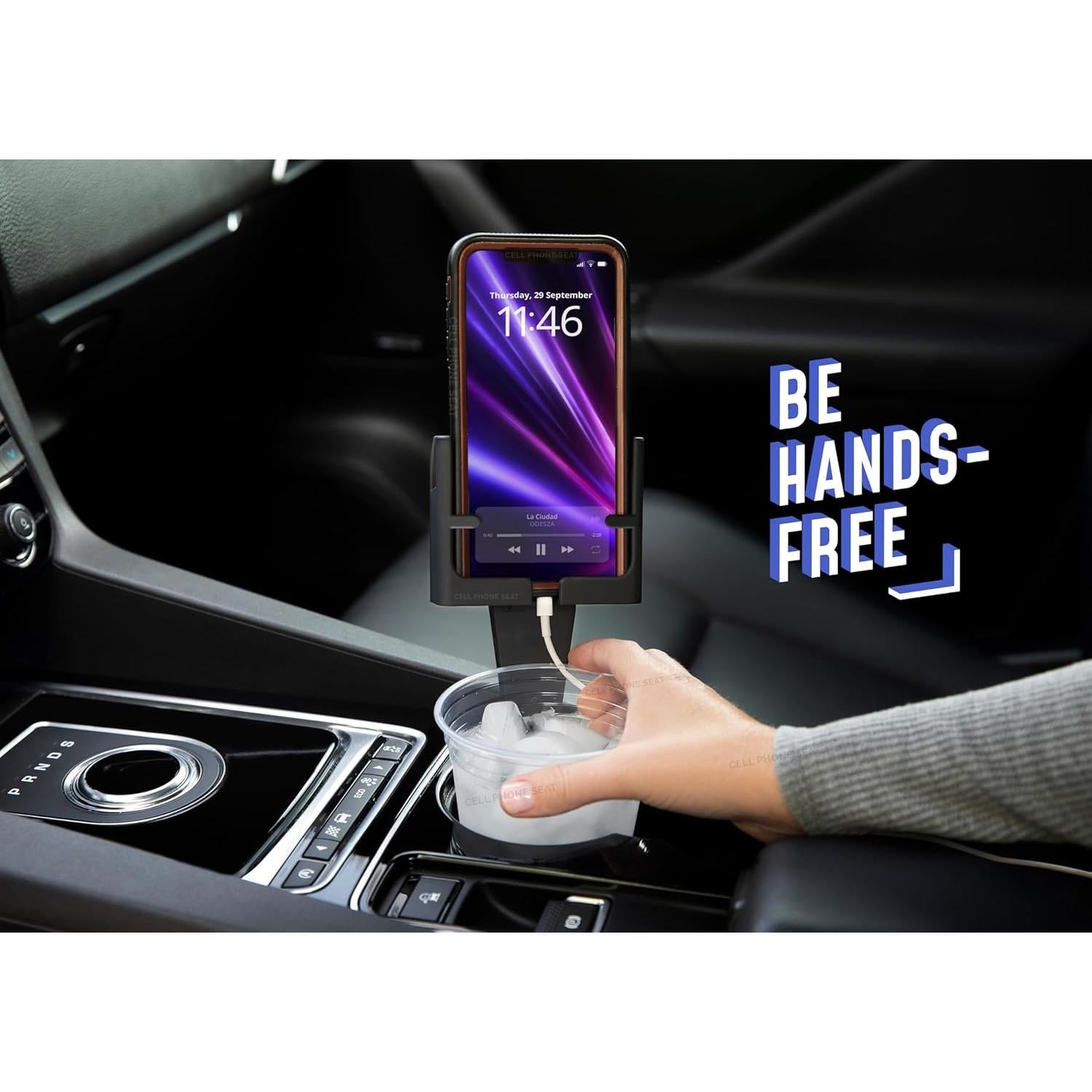 Soporte para Teléfono en Portavasos CELL PHONE SEAT Negro 2-Pack