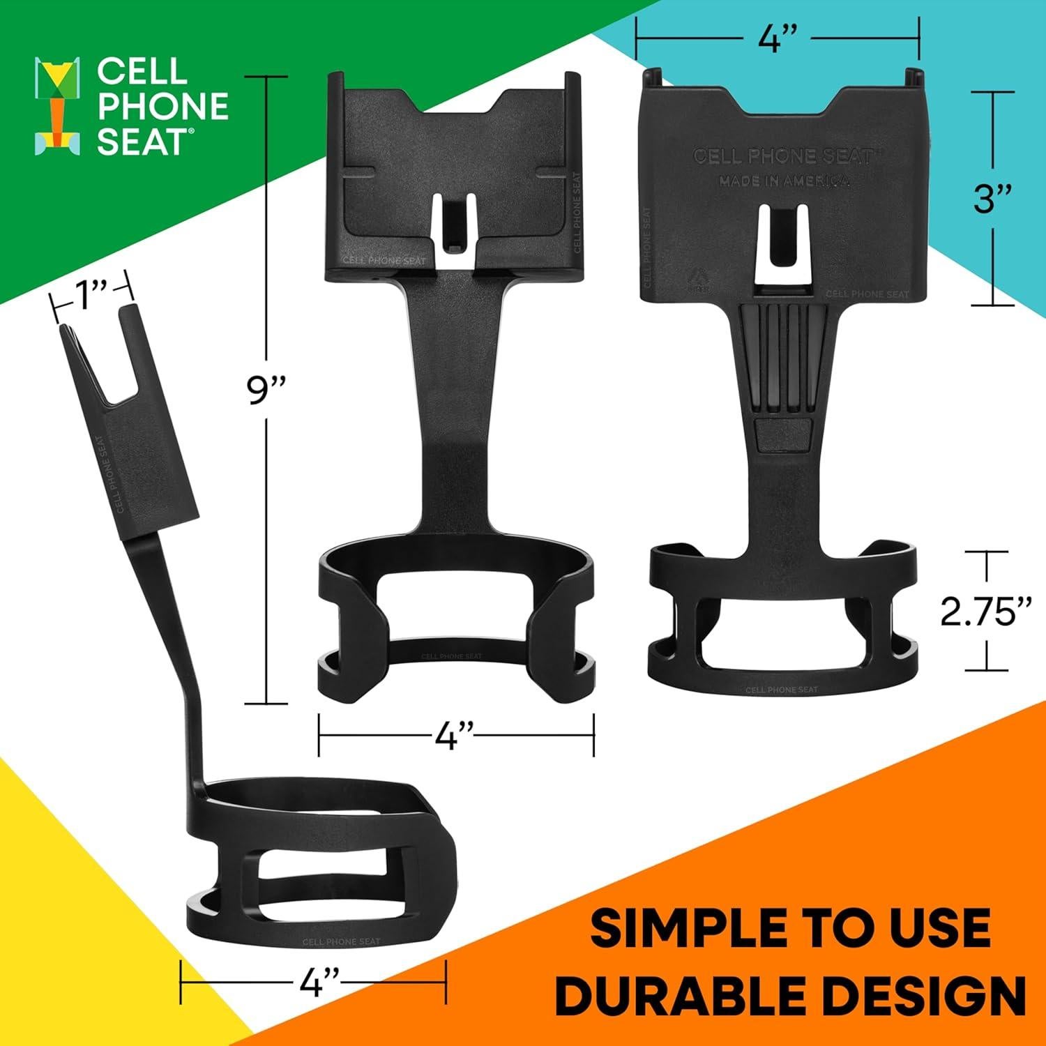 Soporte para Teléfono en Portavasos CELL PHONE SEAT Negro 2-Pack