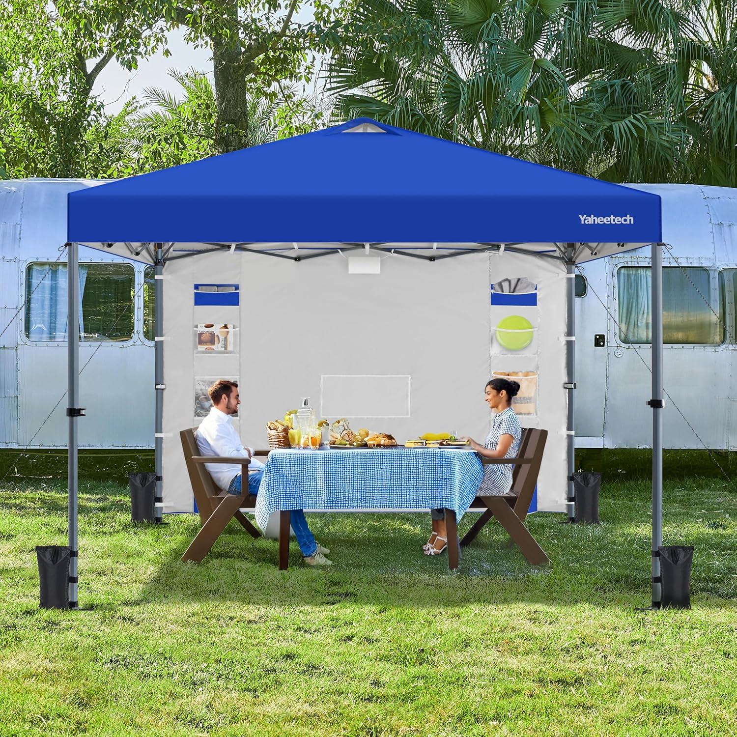 Carpa Plegable 8x8 Yaheetech Azul Impermeable con Pared Lateral