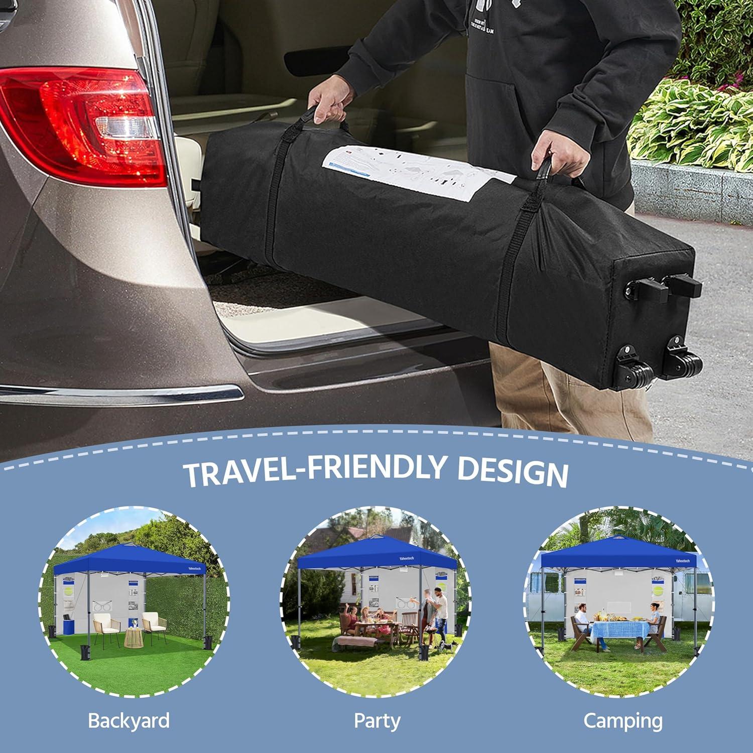 Carpa Plegable 8x8 Yaheetech Azul Impermeable con Pared Lateral