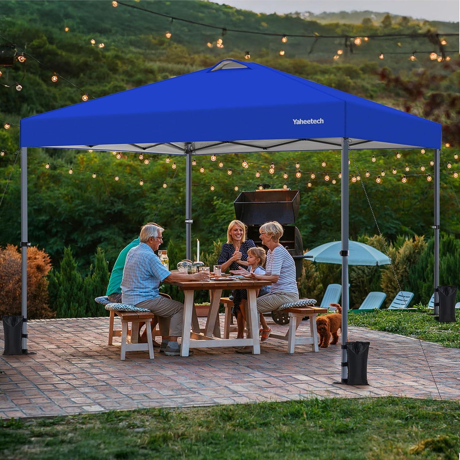 Carpa Plegable 8x8 Yaheetech Azul Impermeable con Pared Lateral