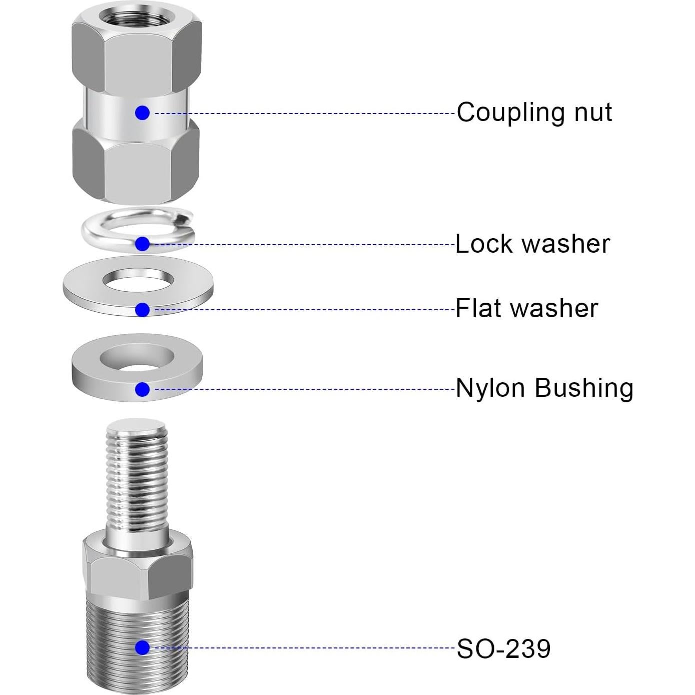 Adaptador de Antena SO239 a 3/8 x 24 HYSHIKRA - 80g