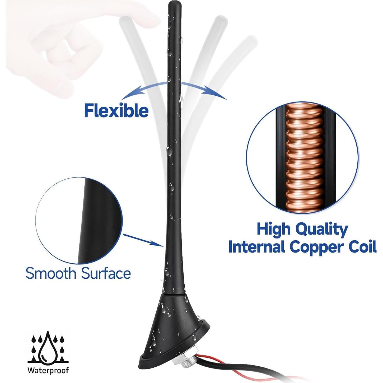 Antena Amplificada FM/AM Eightwood 17.3cm para Vehículo