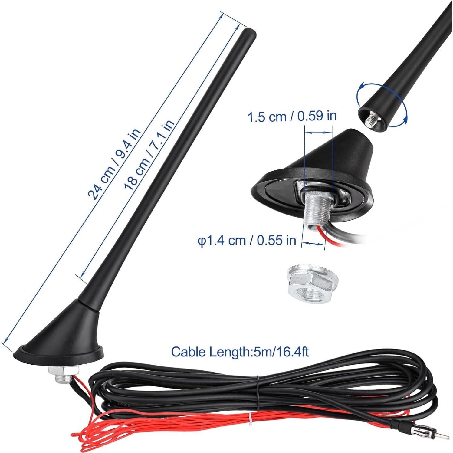 Antena Amplificada FM/AM Eightwood 17.3cm para Vehículo