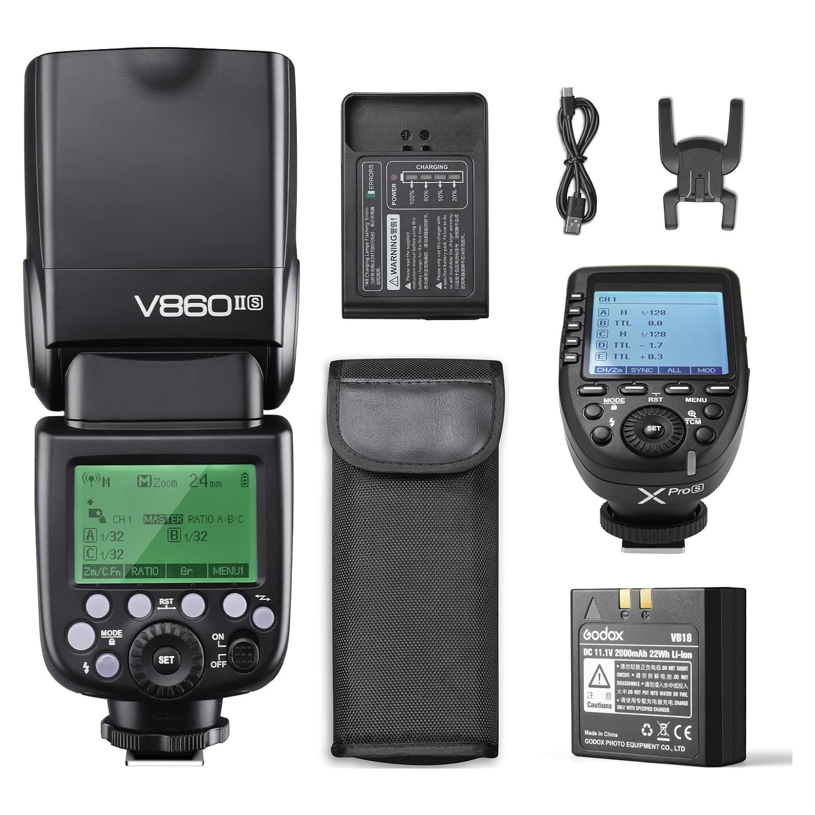 Flash Godox V860II-S TTL + Disparador XPro-S Inalámbrico