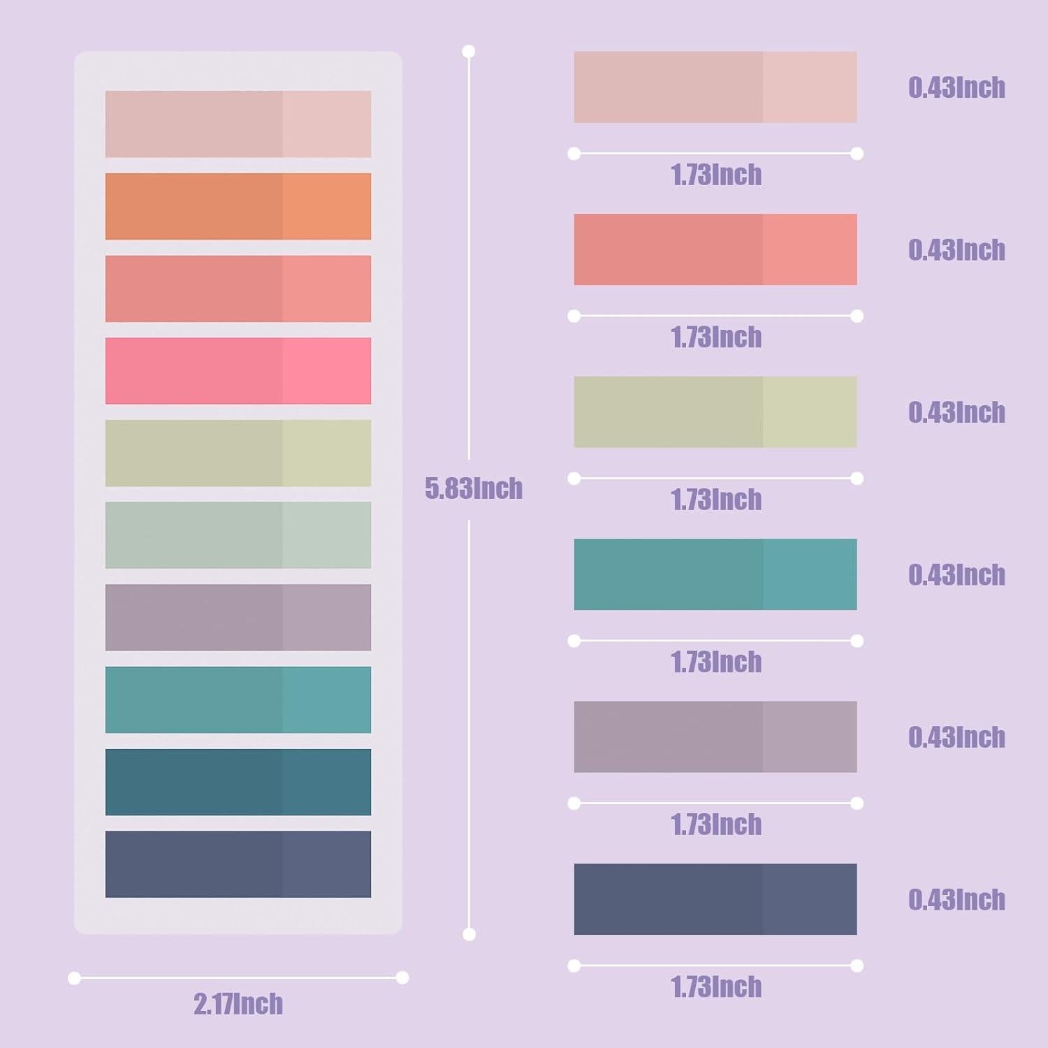 Pestañas Adhesivas ZTML MS 1200 Piezas Morandi Reposicionables