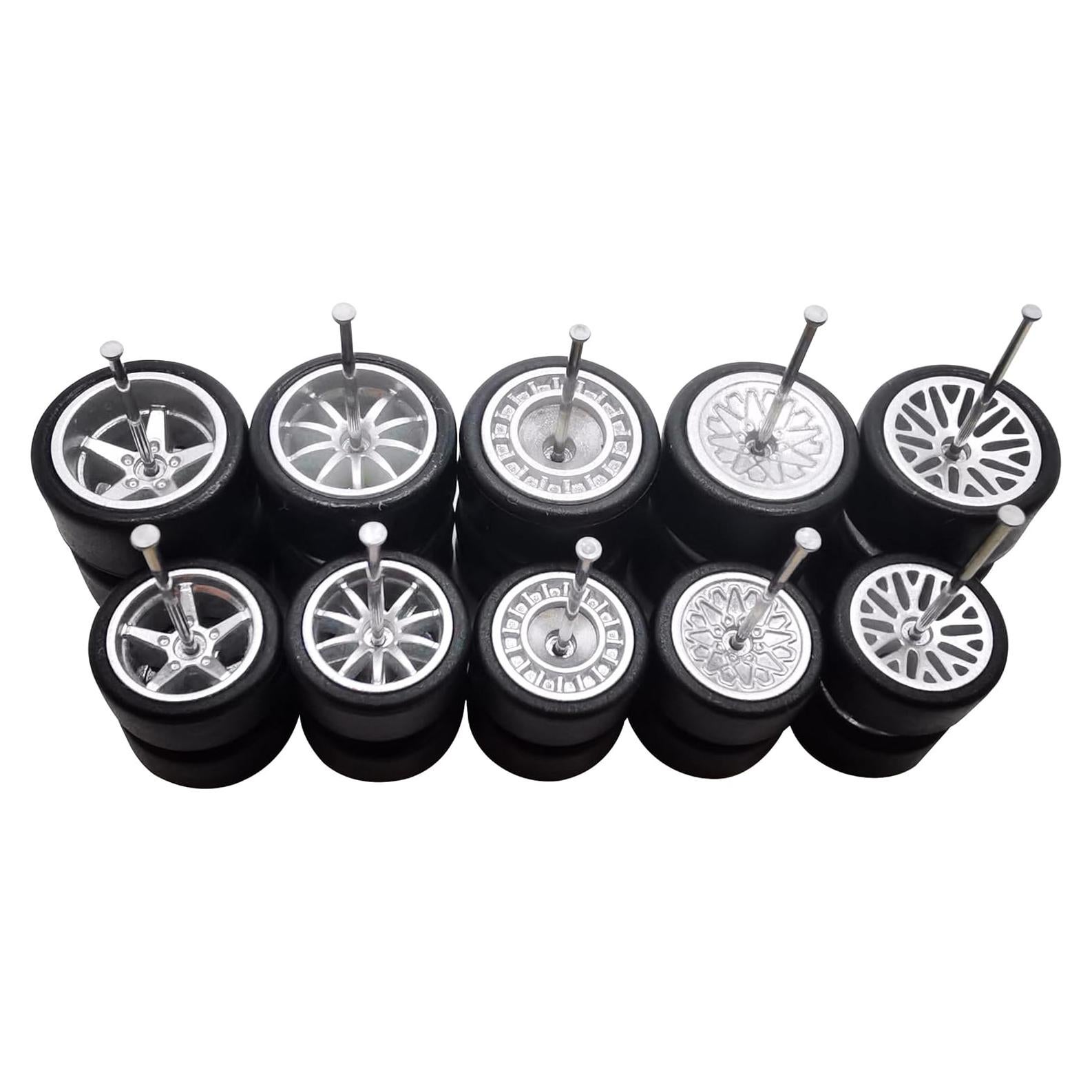 Juego de Ruedas 1/64 XYELKW Grandes y Pequeñas Plata