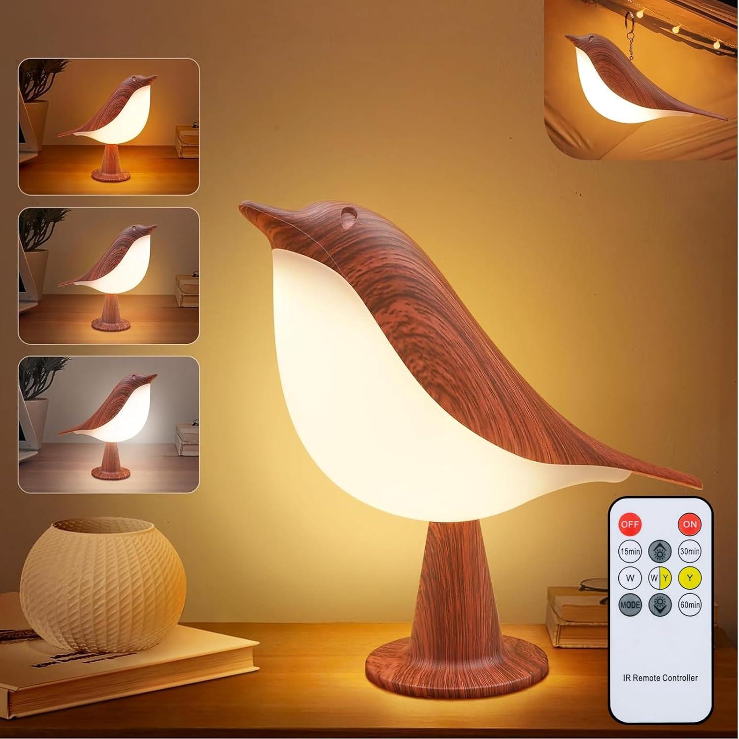 Lámpara de Mesa Inalámbrica HOGXUAE en Forma de Pájaro 21.6cm