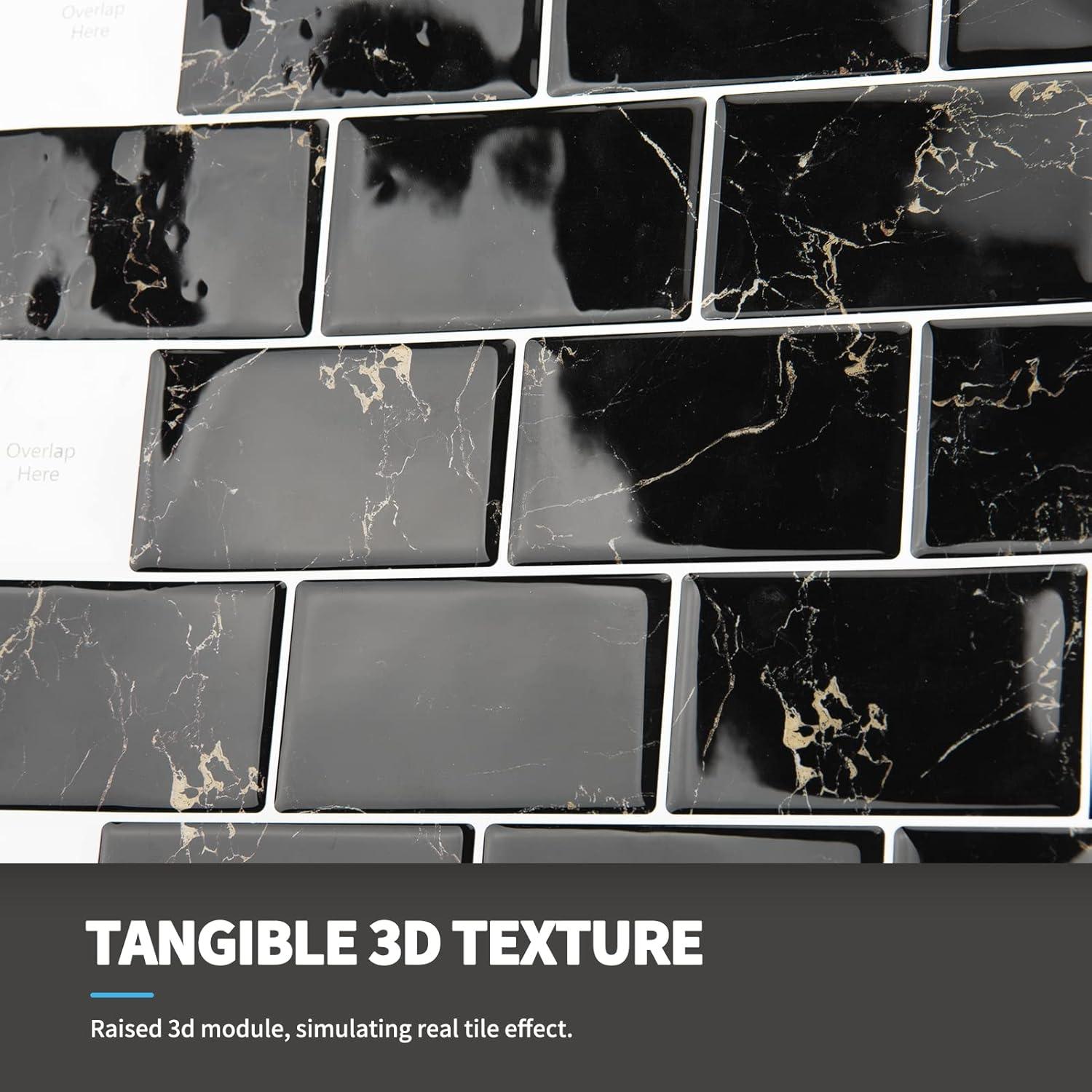 Azulejos Peel and Stick Art3d 10 Hojas 30.48x30.48 cm Mármol Negro