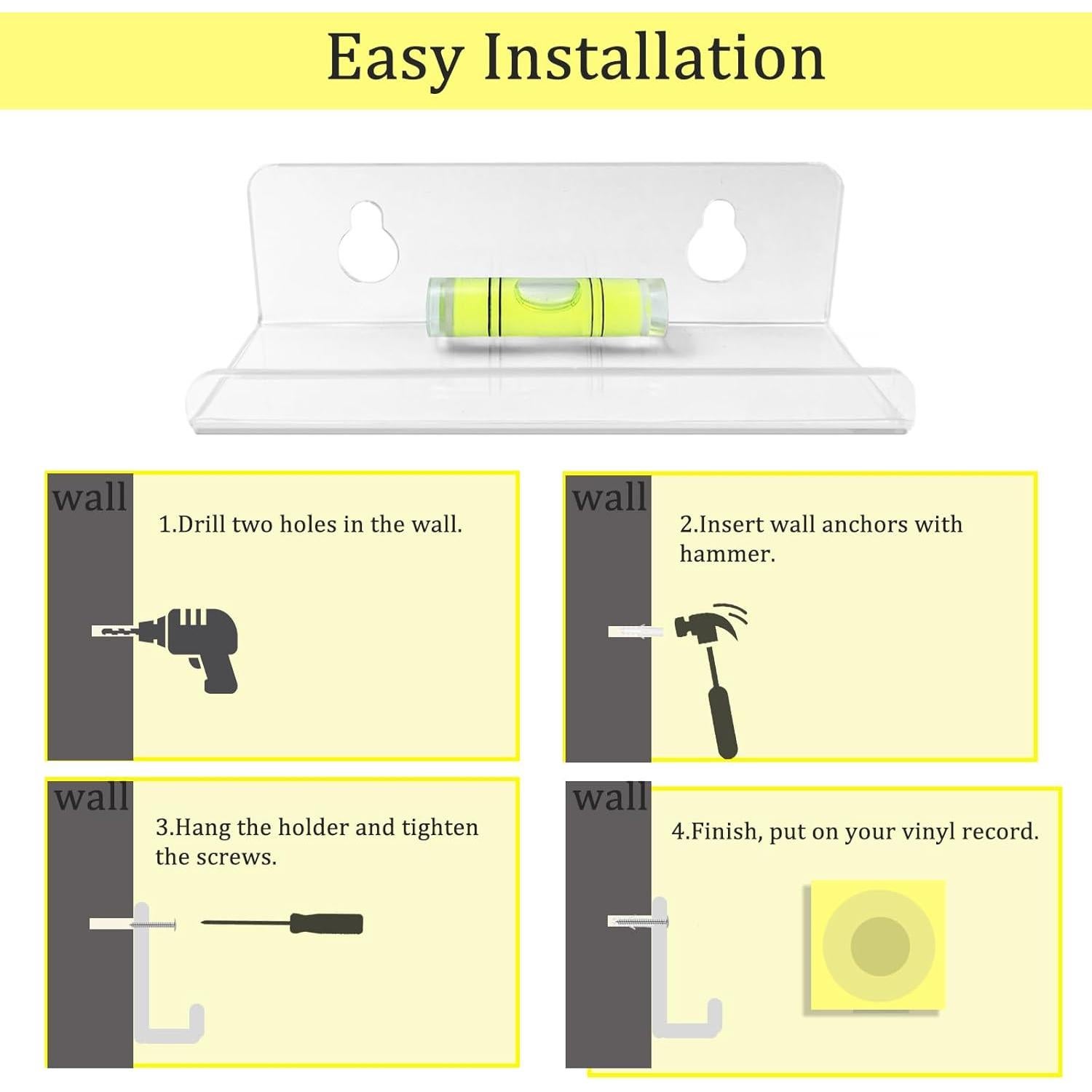 Estantes Acrílicos Transparentes Cityjoy 4" para Discos de Vinilo - 8 Pcs