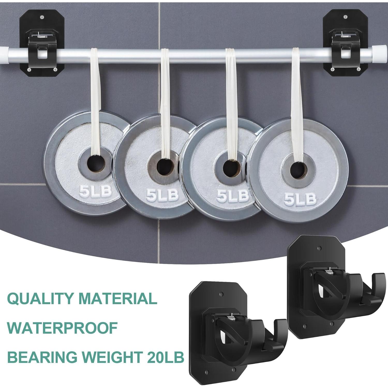 Soportes de Barra de Cortina Codoule 2PCS Negros Sin Perforación