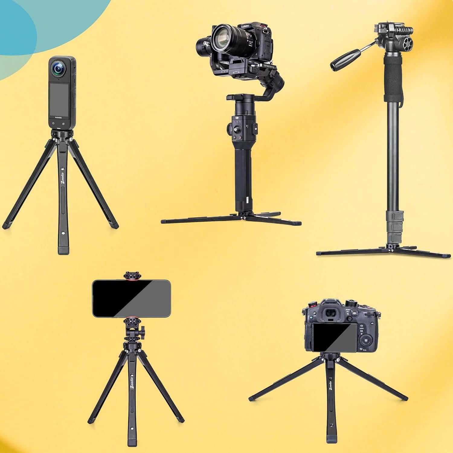 Soporte de trípode Zeadio ajustable para cámara y gimbal