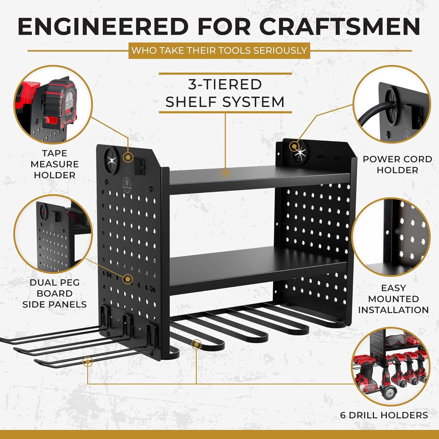 Organizador de Herramientas Eléctricas BUILTSTRONG - Soporte de Pared 6 Taladros