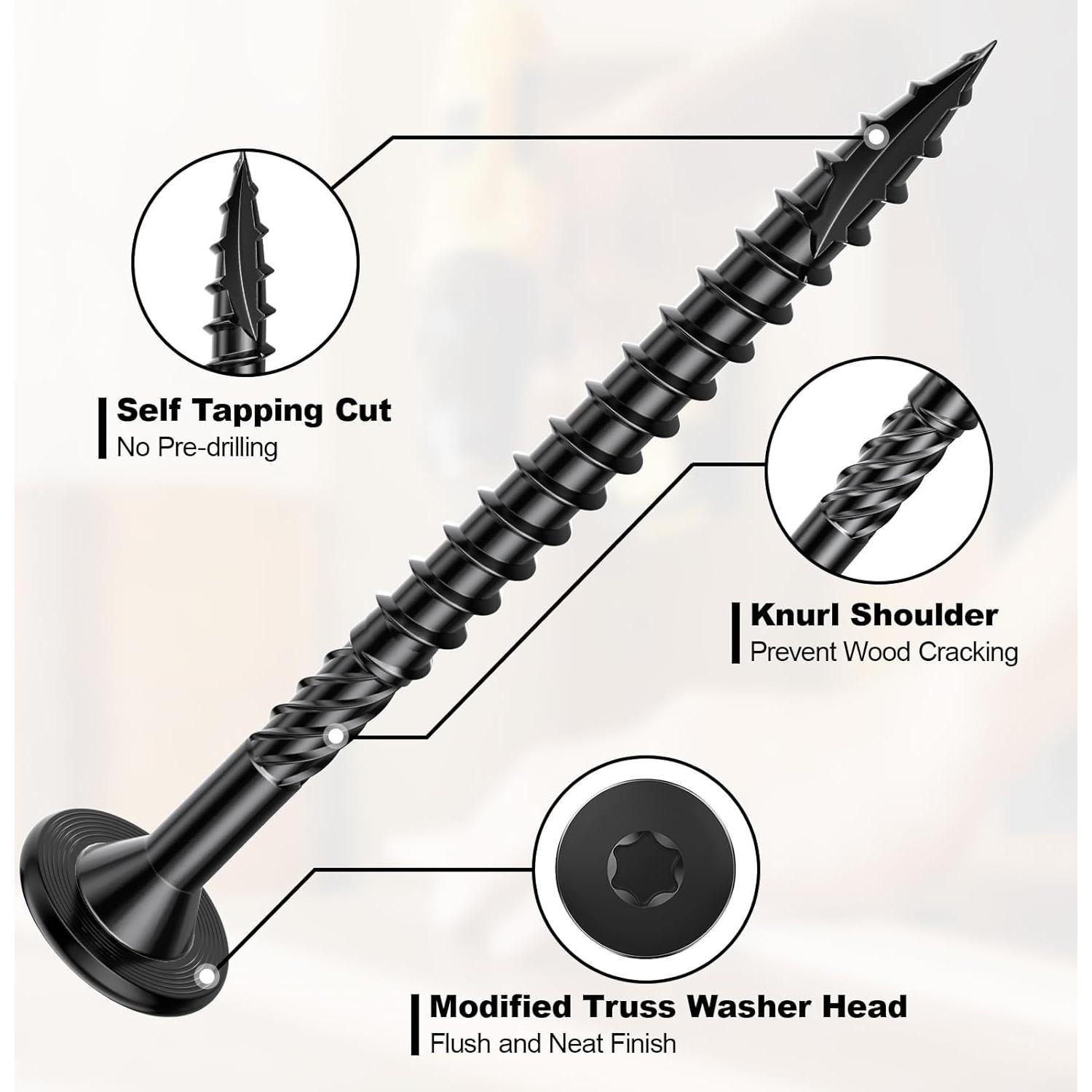 Kit de Tornillos para Madera FMhotu 30 Pcs 73 mm Negros