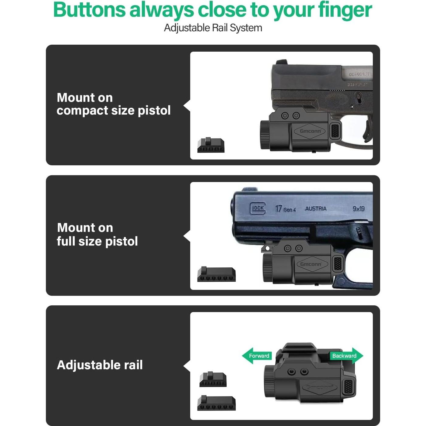 Linterna Compacta Gmconn 700 Lumen para Pistolas Picatinny
