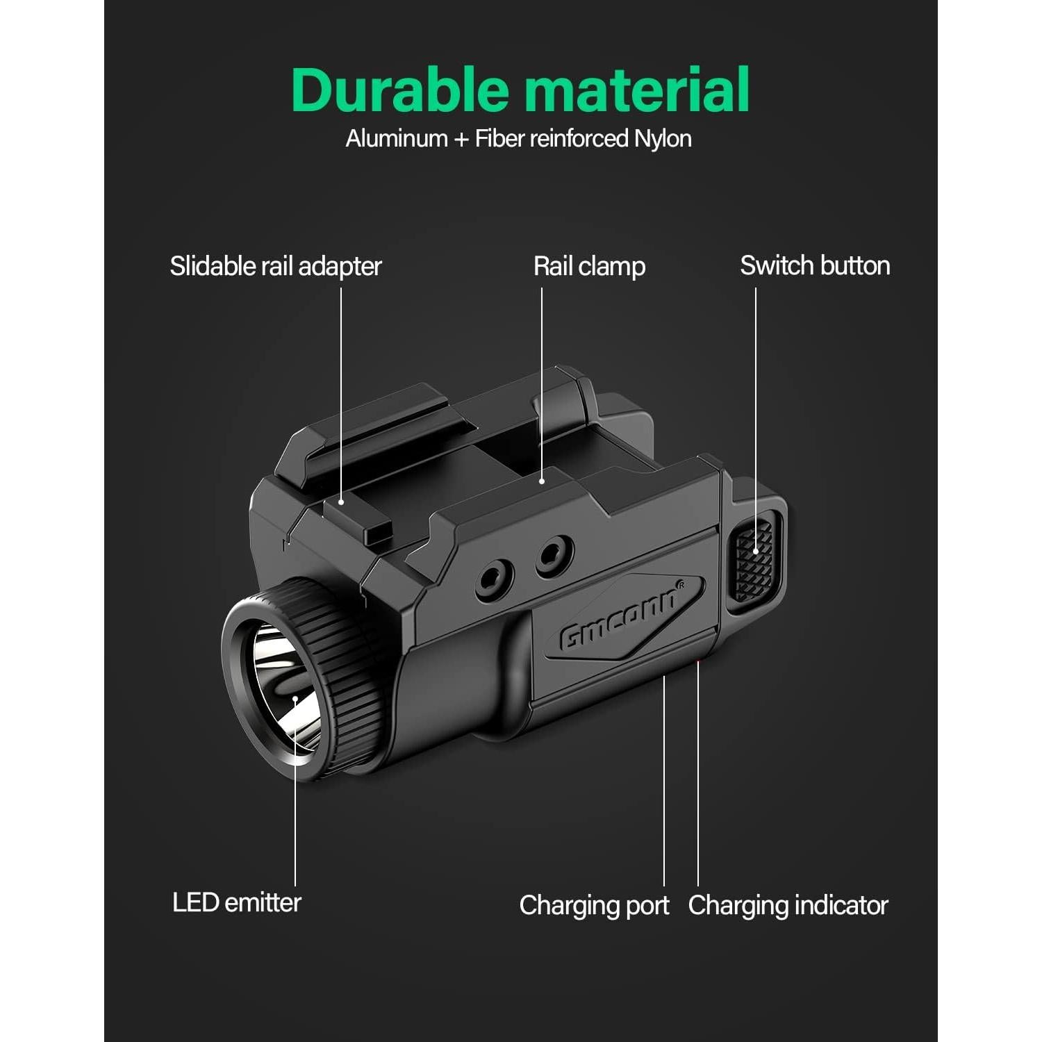 Linterna Compacta Gmconn 700 Lumen para Pistolas Picatinny