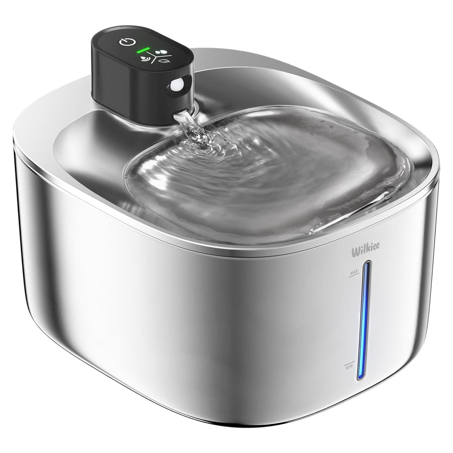 Fuente de Agua Inalámbrica WILKIEE para Gatos 4.1L Acero Inoxidable