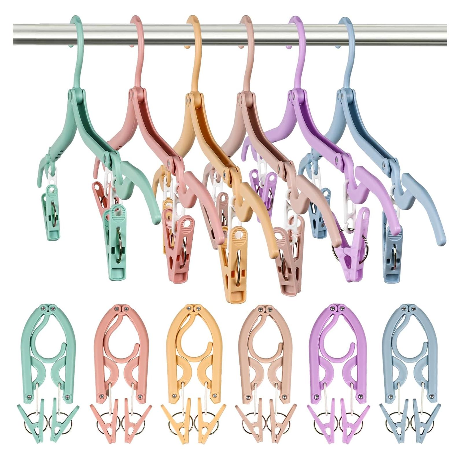 12 Perchas de Viaje Plegables Nokiils con Clips Multicolor