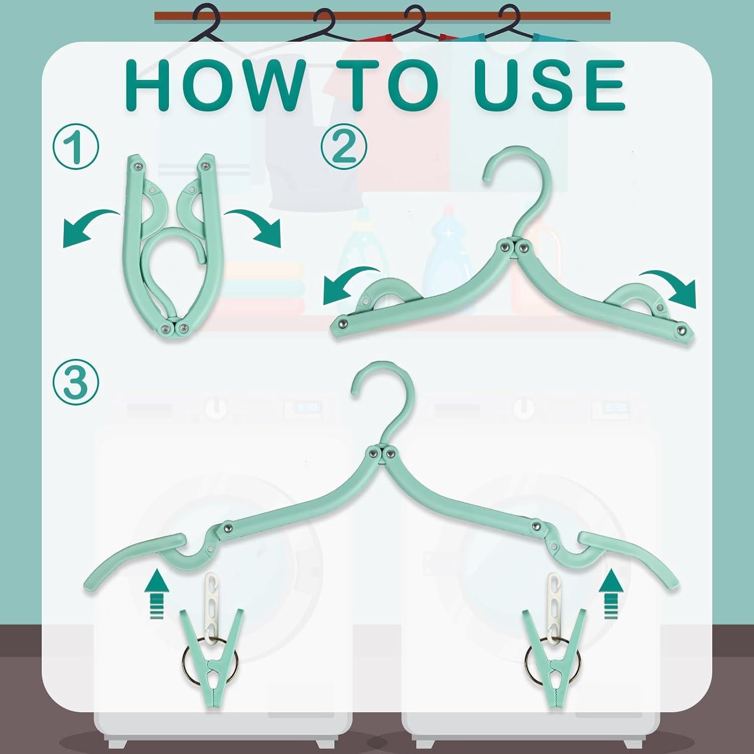 12 Perchas de Viaje Plegables Nokiils con Clips Multicolor