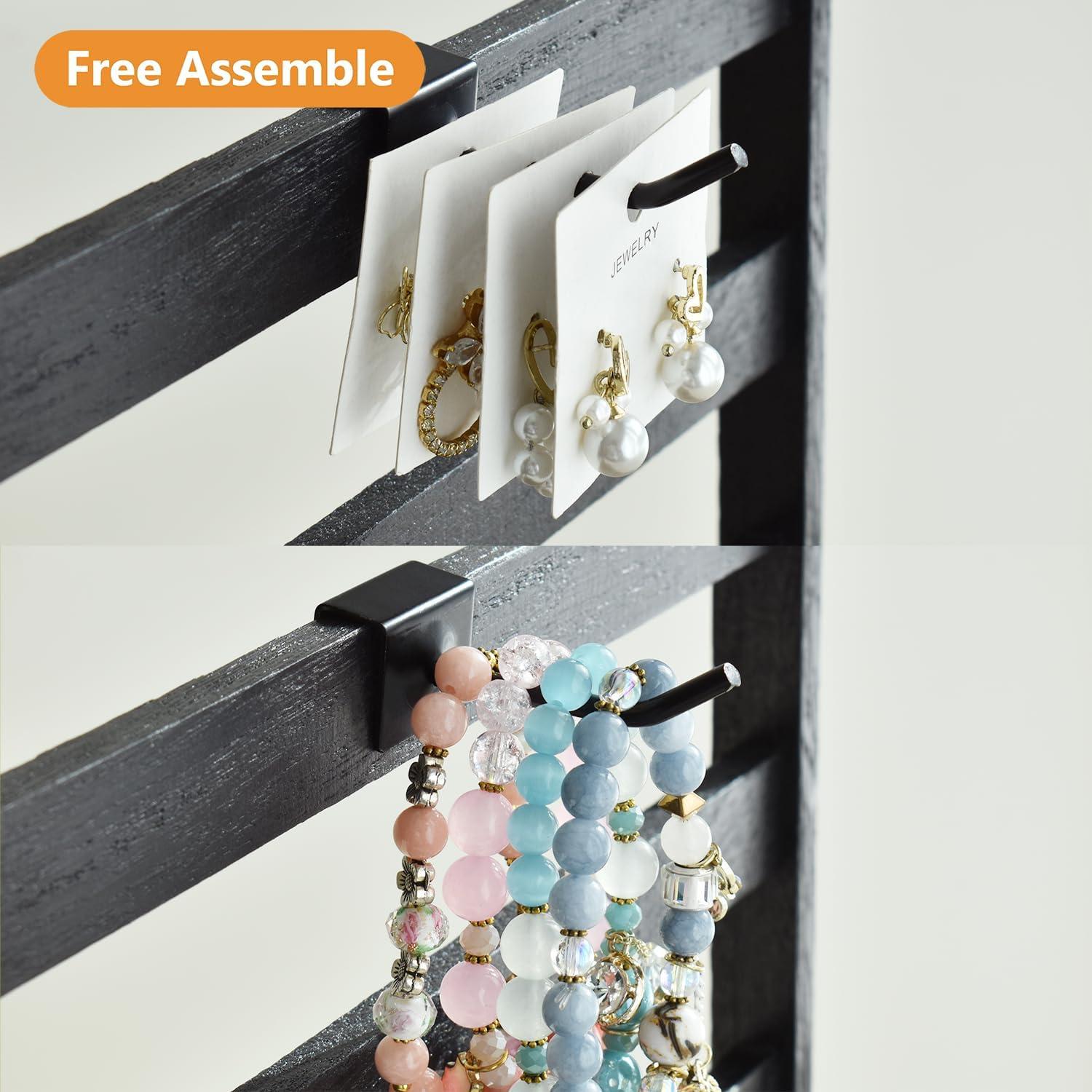 Soporte de Exhibición de Joyería Ikee Design Madera Negro 20 Ganchos